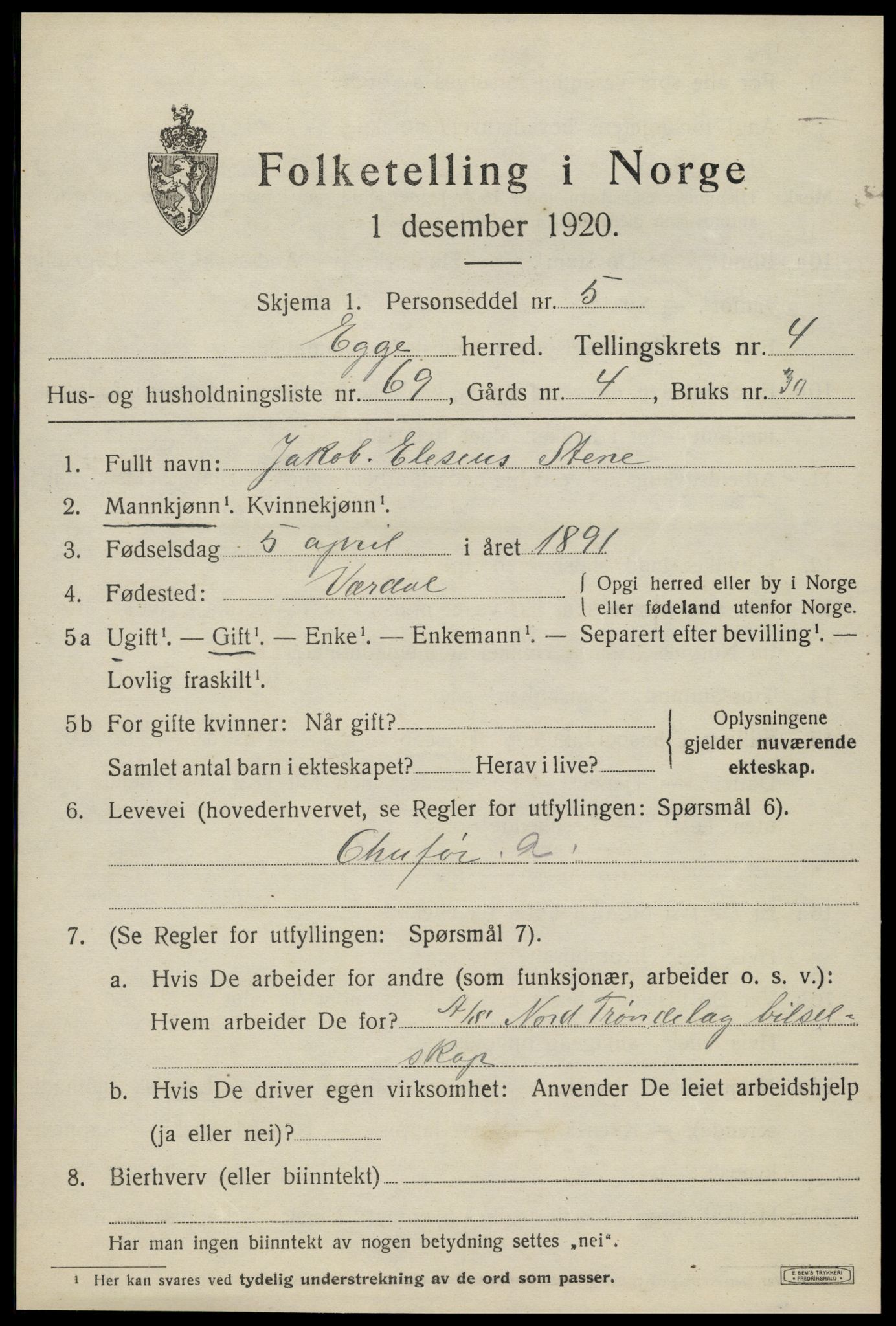 SAT, Folketelling 1920 for 1733 Egge herred, 1920, s. 3312