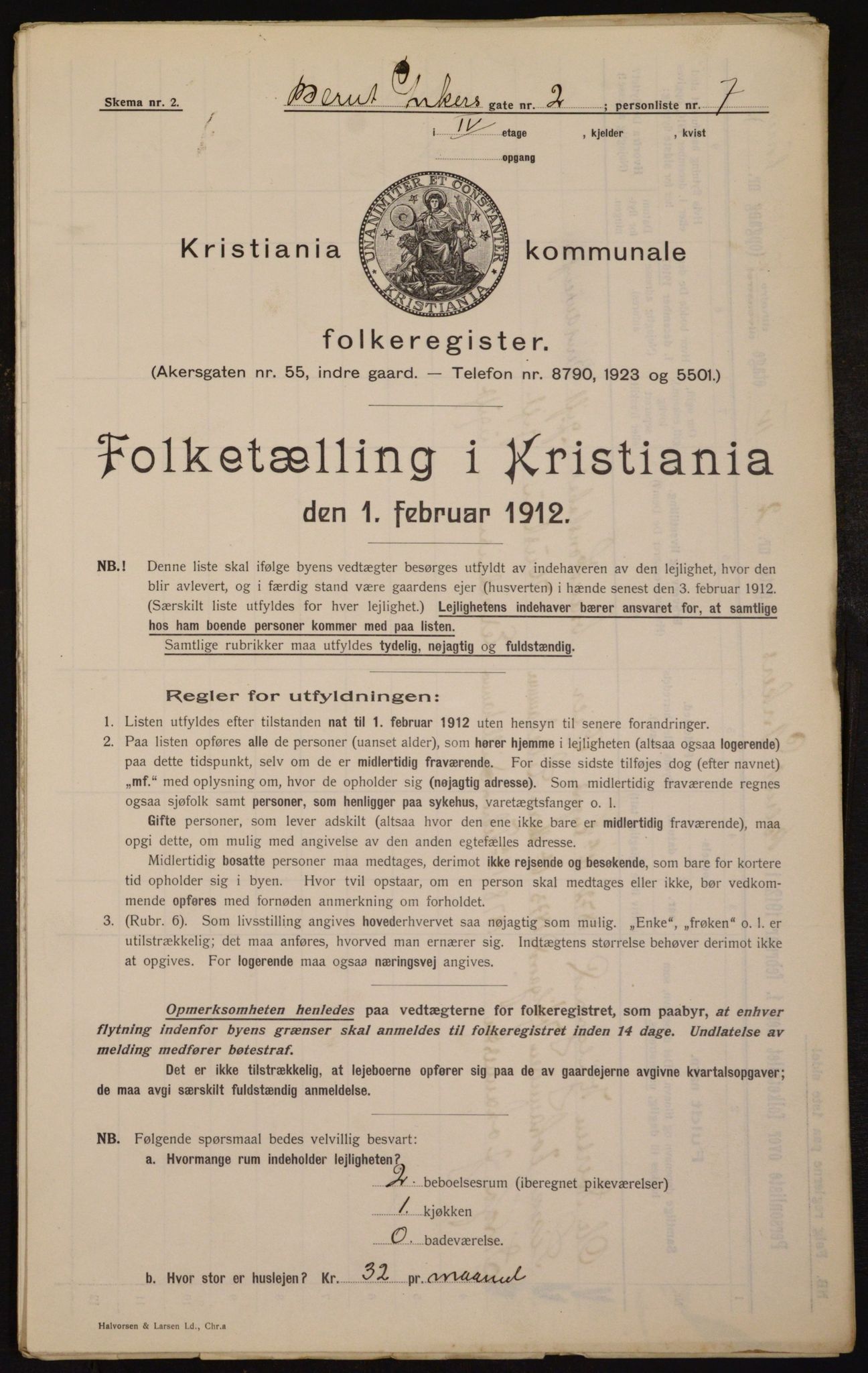 OBA, Kommunal folketelling 1.2.1912 for Kristiania, 1912, s. 4563