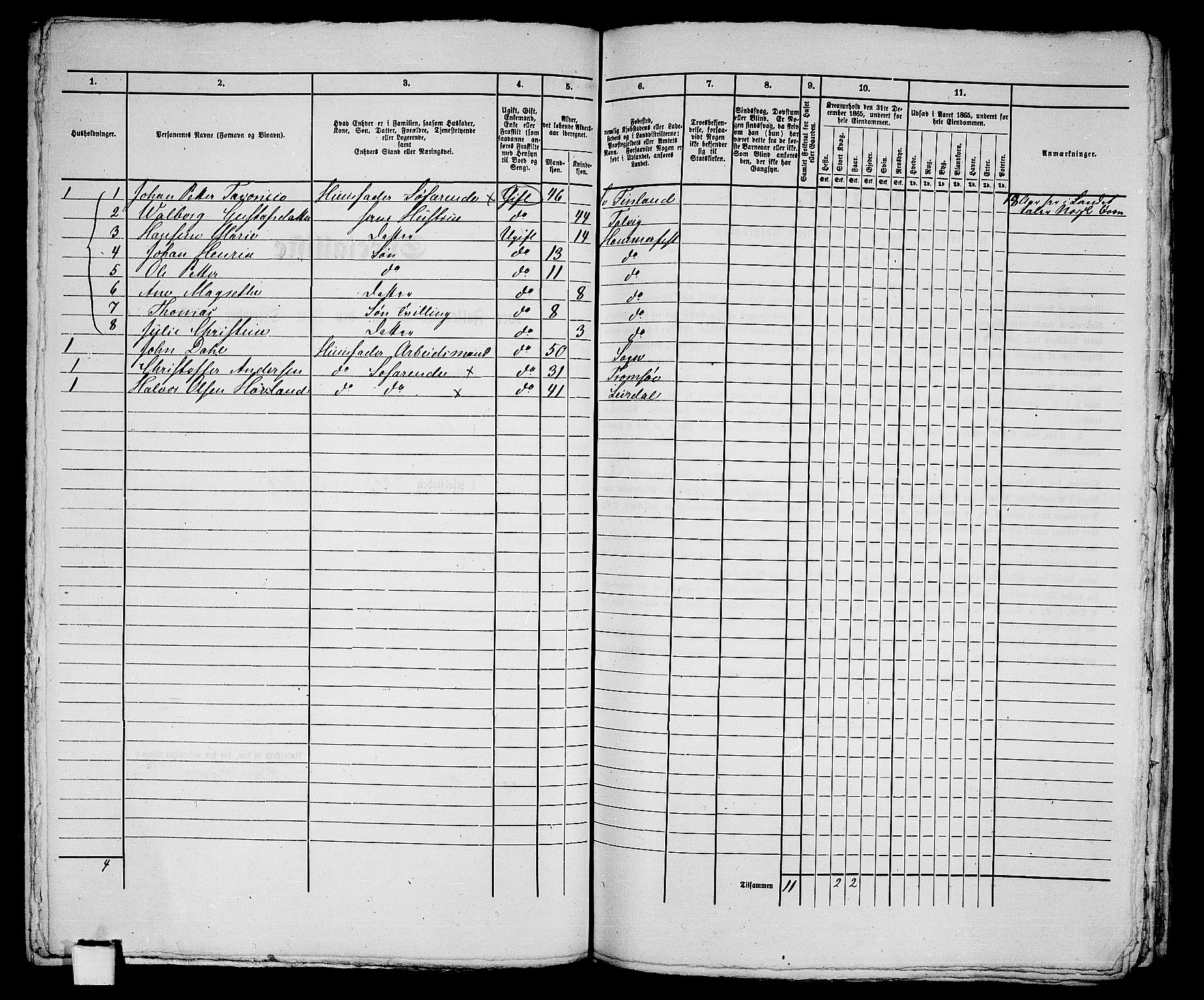 RA, Folketelling 1865 for 2001B Hammerfest prestegjeld, Hammerfest kjøpstad, 1865, s. 206