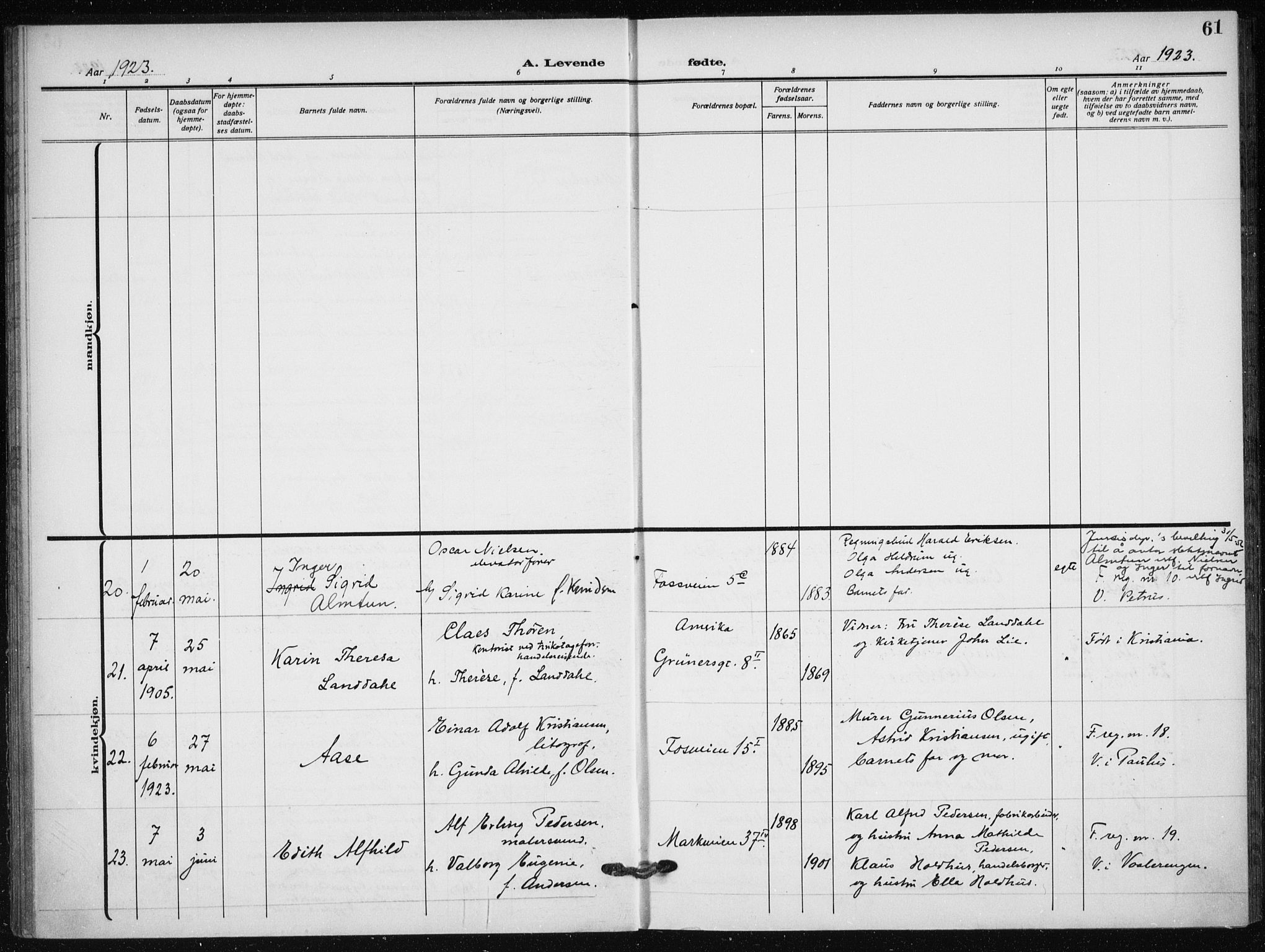 Hauge prestekontor Kirkebøker, AV/SAO-A-10849/F/Fa/L0001: Ministerialbok nr. 1, 1917-1938, s. 61