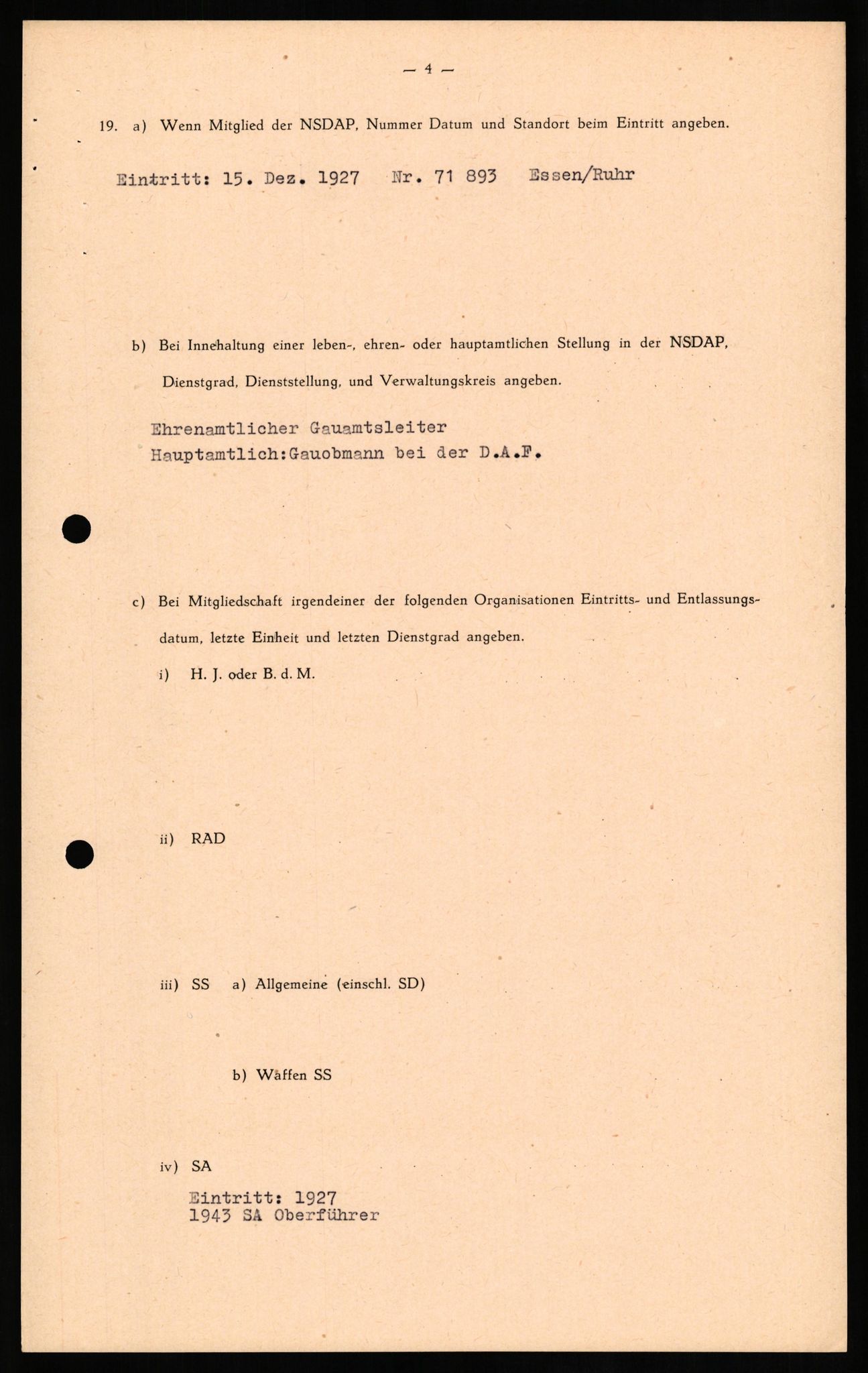 Forsvaret, Forsvarets overkommando II, AV/RA-RAFA-3915/D/Db/L0015: CI Questionaires. Tyske okkupasjonsstyrker i Norge. Tyskere., 1945-1946, s. 122