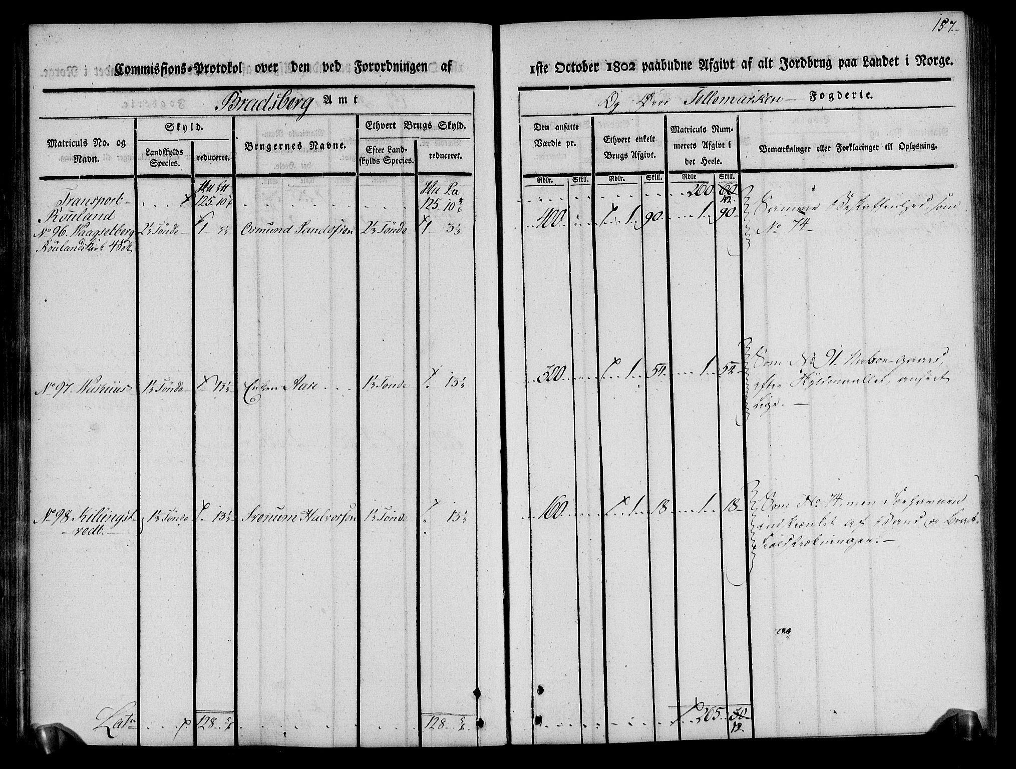 Rentekammeret inntil 1814, Realistisk ordnet avdeling, AV/RA-EA-4070/N/Ne/Nea/L0075: Øvre Telemarken fogderi. Kommisjonsprotokoll for fogderiets vestre del - Kviteseid, Vinje, Moland [):Fyresdal] og Lårdal prestegjeld., 1803, s. 159