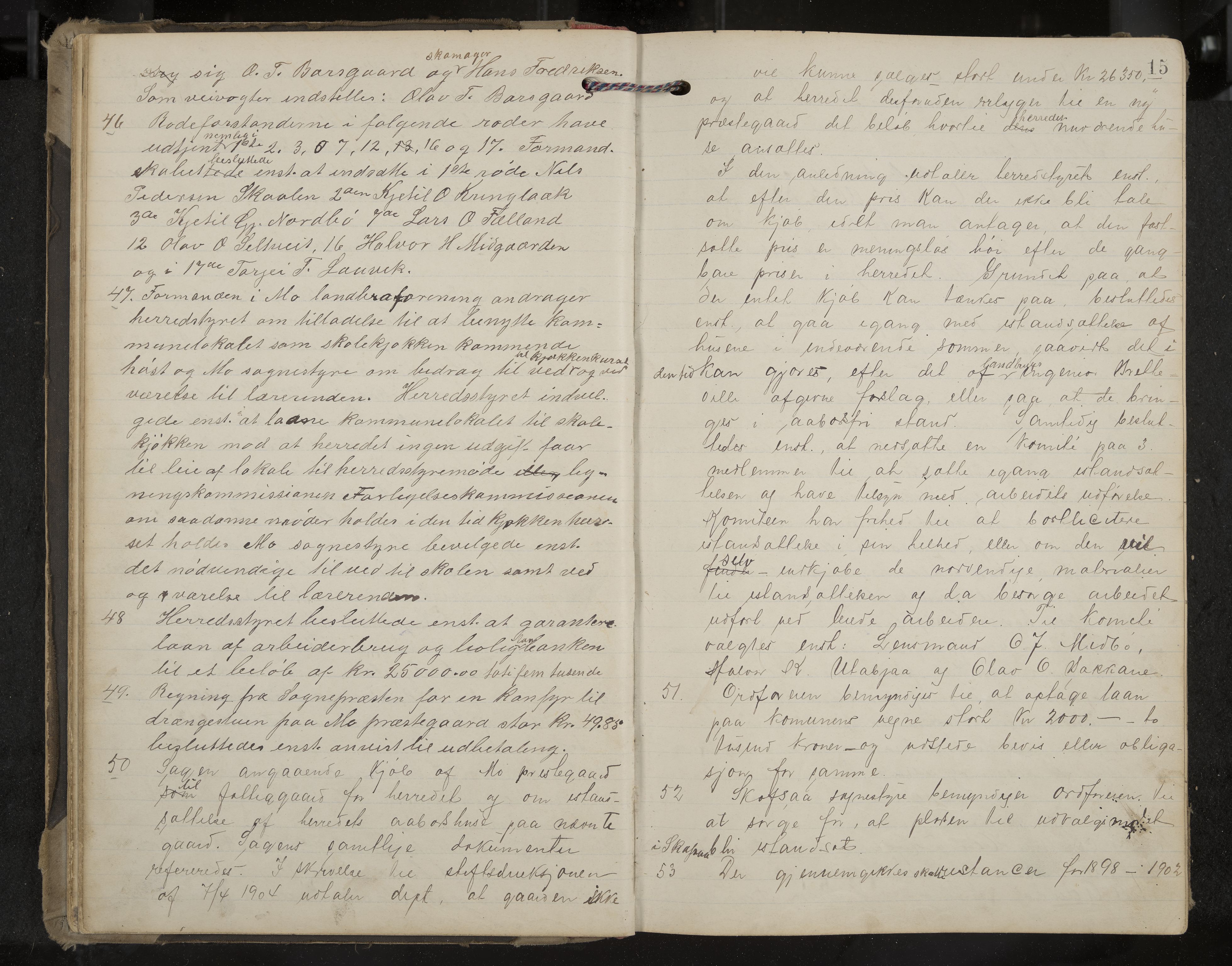 Mo formannskap og sentraladministrasjon, IKAK/0832021/A/L0004: Møtebok, 1903-1915, s. 15