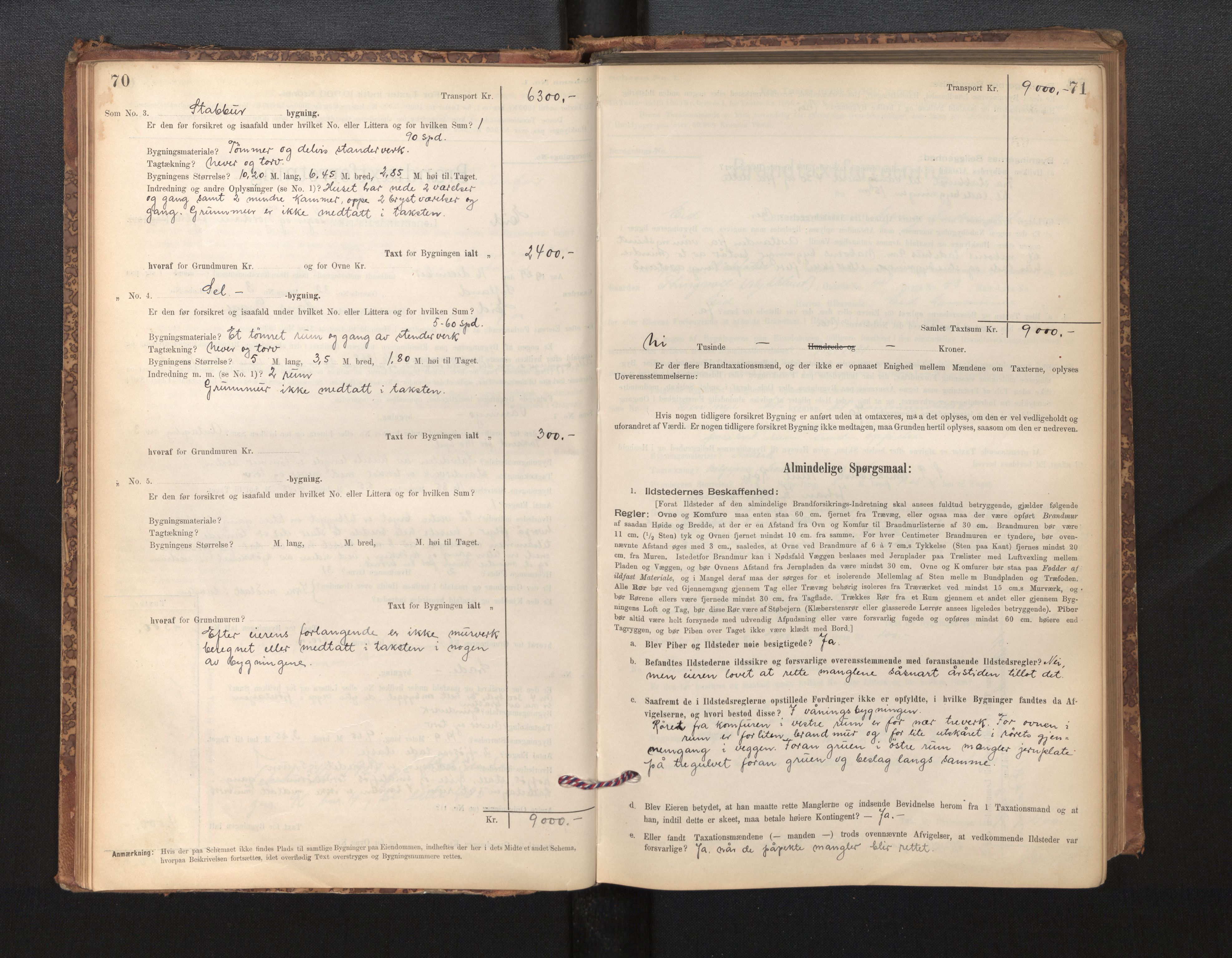 Lensmannen i Eid, SAB/A-27001/0012/L0007: Branntakstprotokoll, skjematakst, 1896-1929, s. 70-71