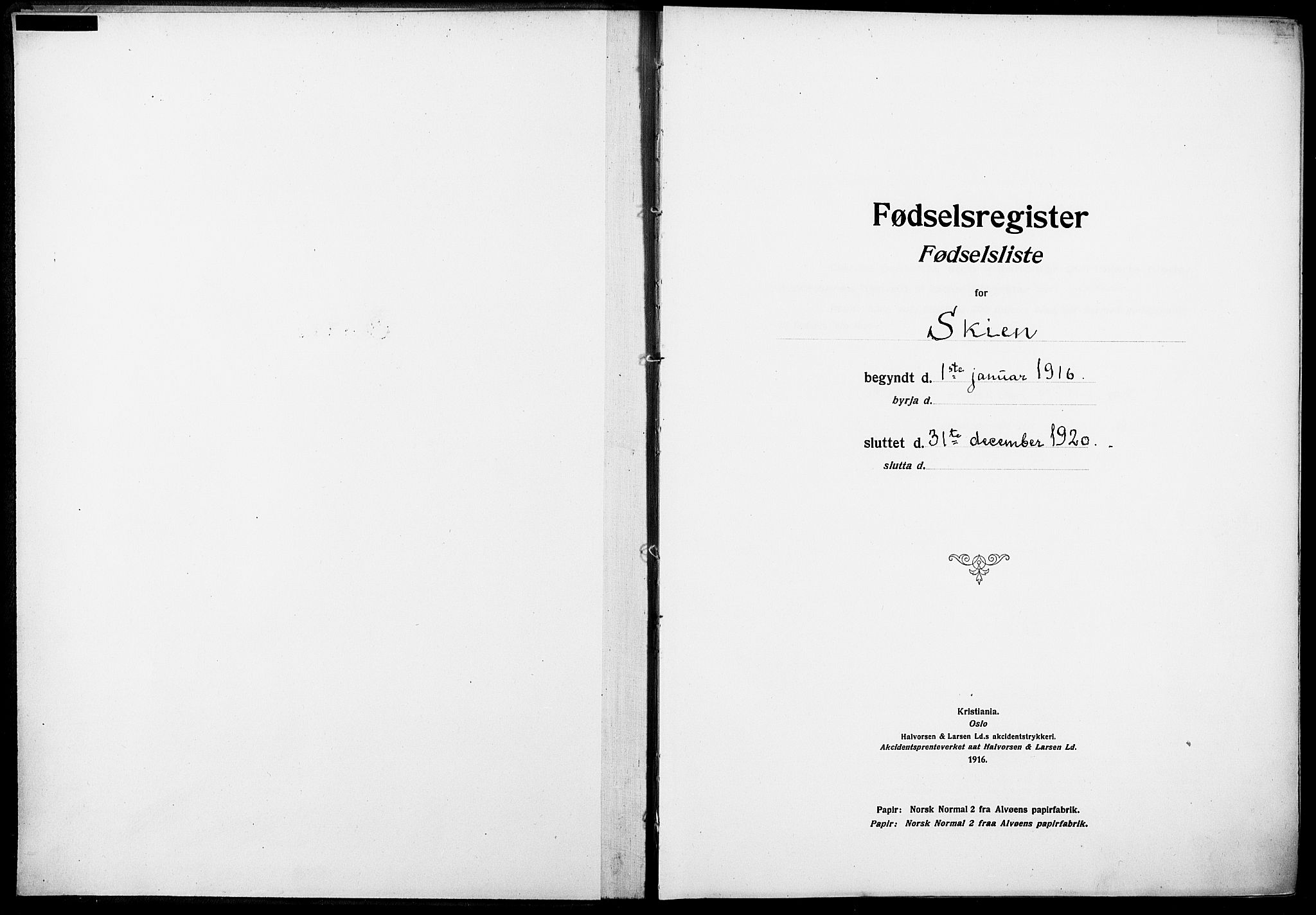 Skien kirkebøker, SAKO/A-302/J/Ja/L0001: Fødselsregister nr. 1, 1916-1920