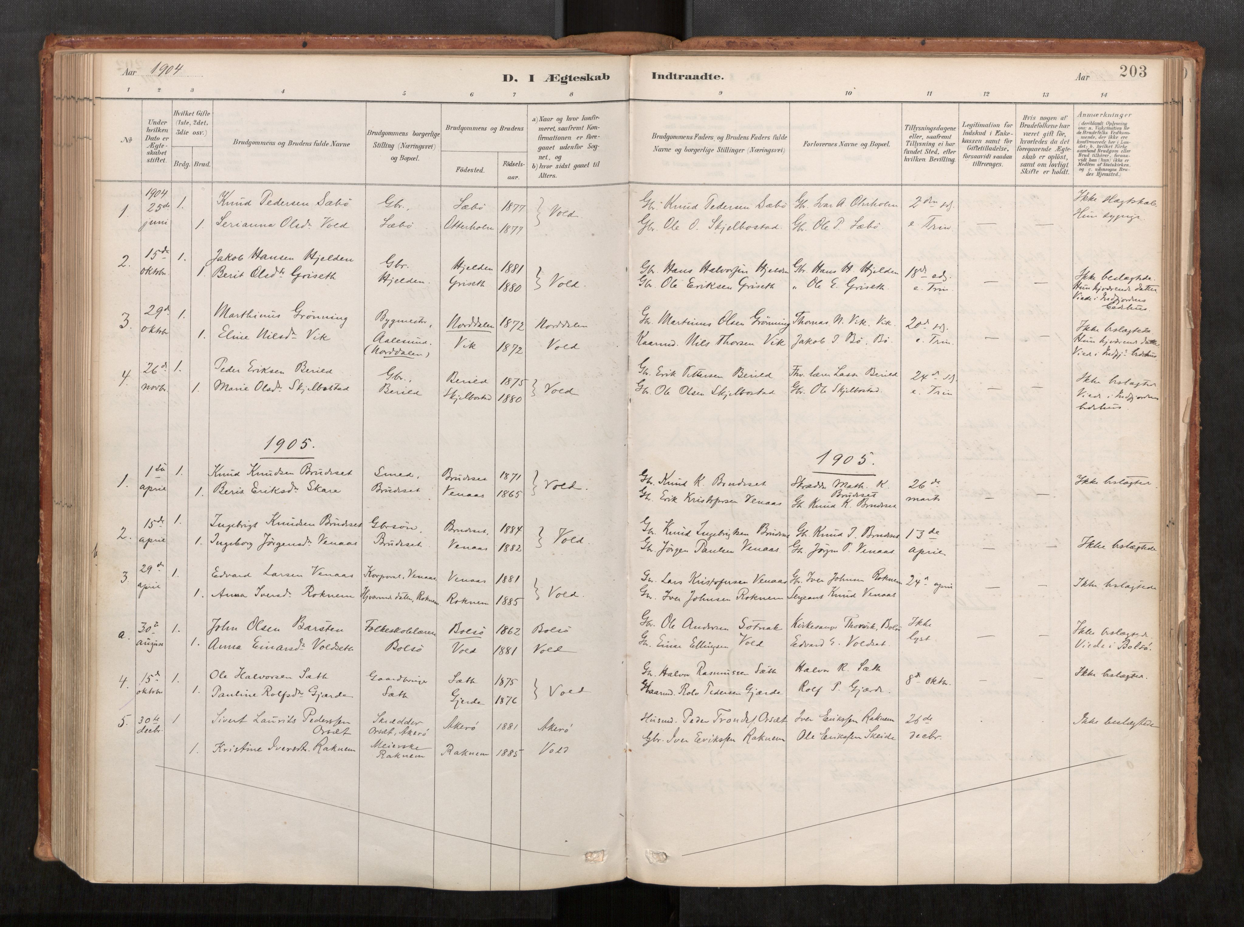 Ministerialprotokoller, klokkerbøker og fødselsregistre - Møre og Romsdal, AV/SAT-A-1454/543/L0568: Ministerialbok nr. 543A03, 1885-1915, s. 203