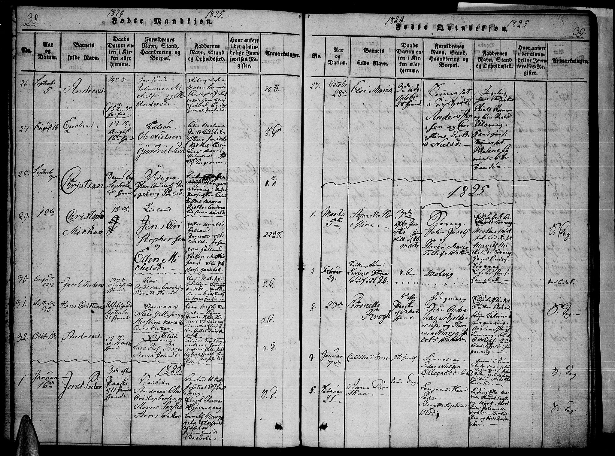 Ministerialprotokoller, klokkerbøker og fødselsregistre - Nordland, AV/SAT-A-1459/859/L0842: Ministerialbok nr. 859A02, 1821-1839, s. 38-39