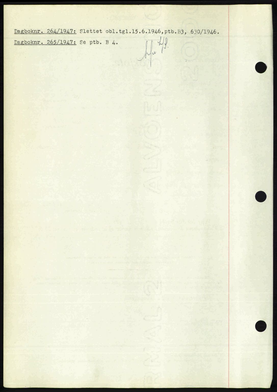 Nedenes sorenskriveri, SAK/1221-0006/G/Gb/Gba/L0057: Pantebok nr. A9, 1947-1947, Dagboknr: 264/1947
