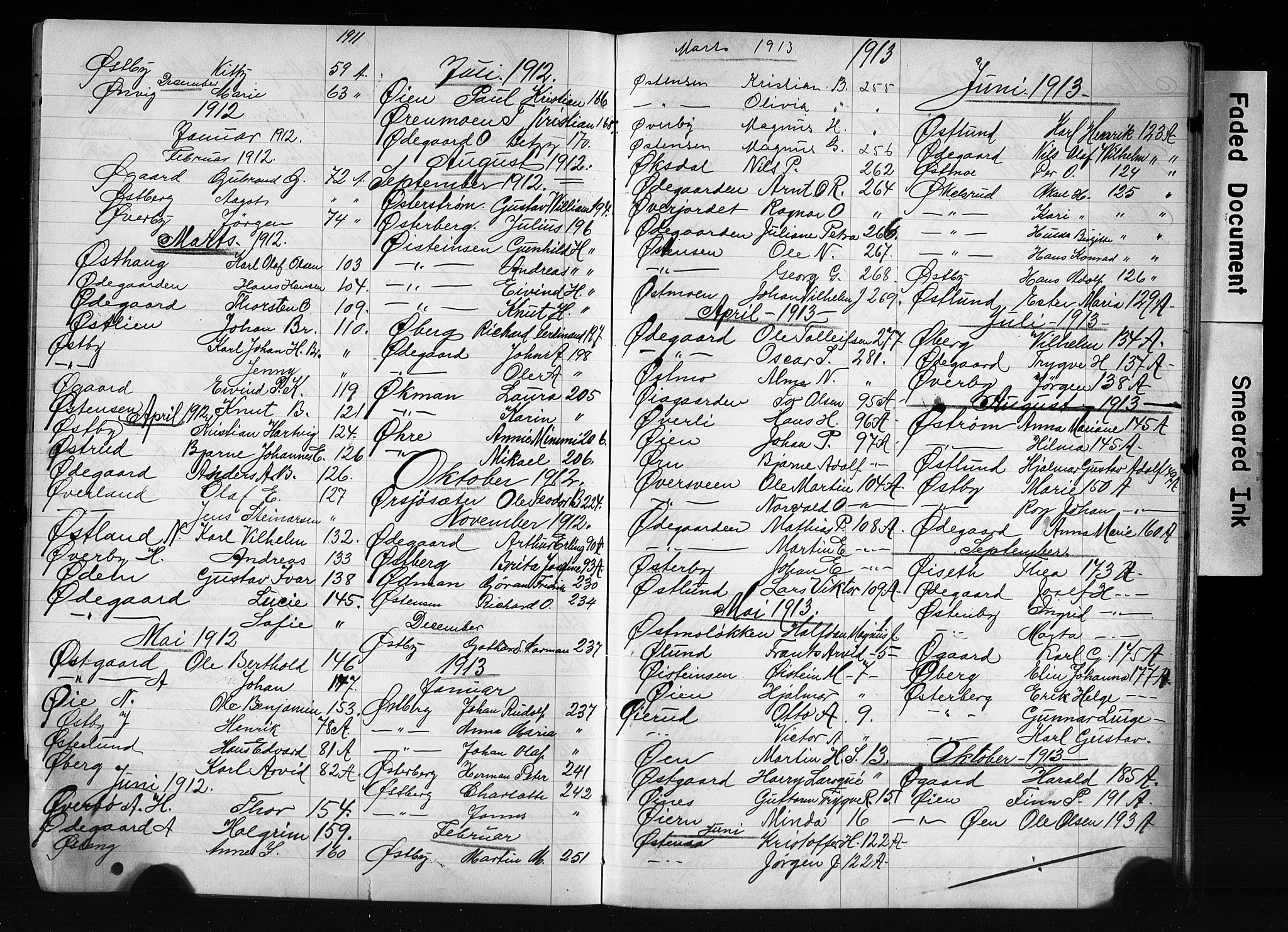 Oslo politidistrikt, AV/SAO-A-10085/E/Ee/Eefa/L0011: Register til emigrantprotokollene, 1910-1914