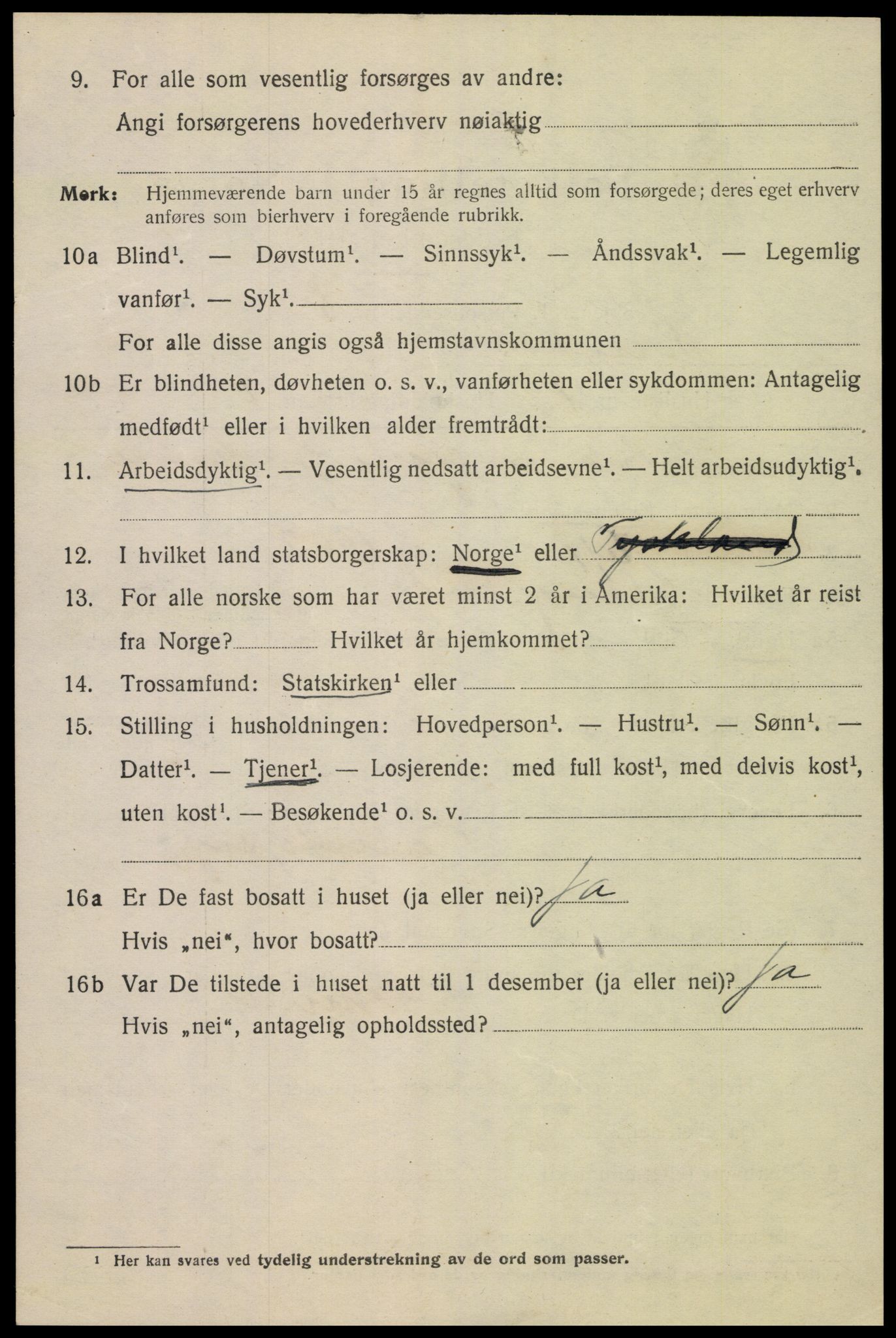 SAK, Folketelling 1920 for 1002 Mandal ladested, 1920, s. 5884