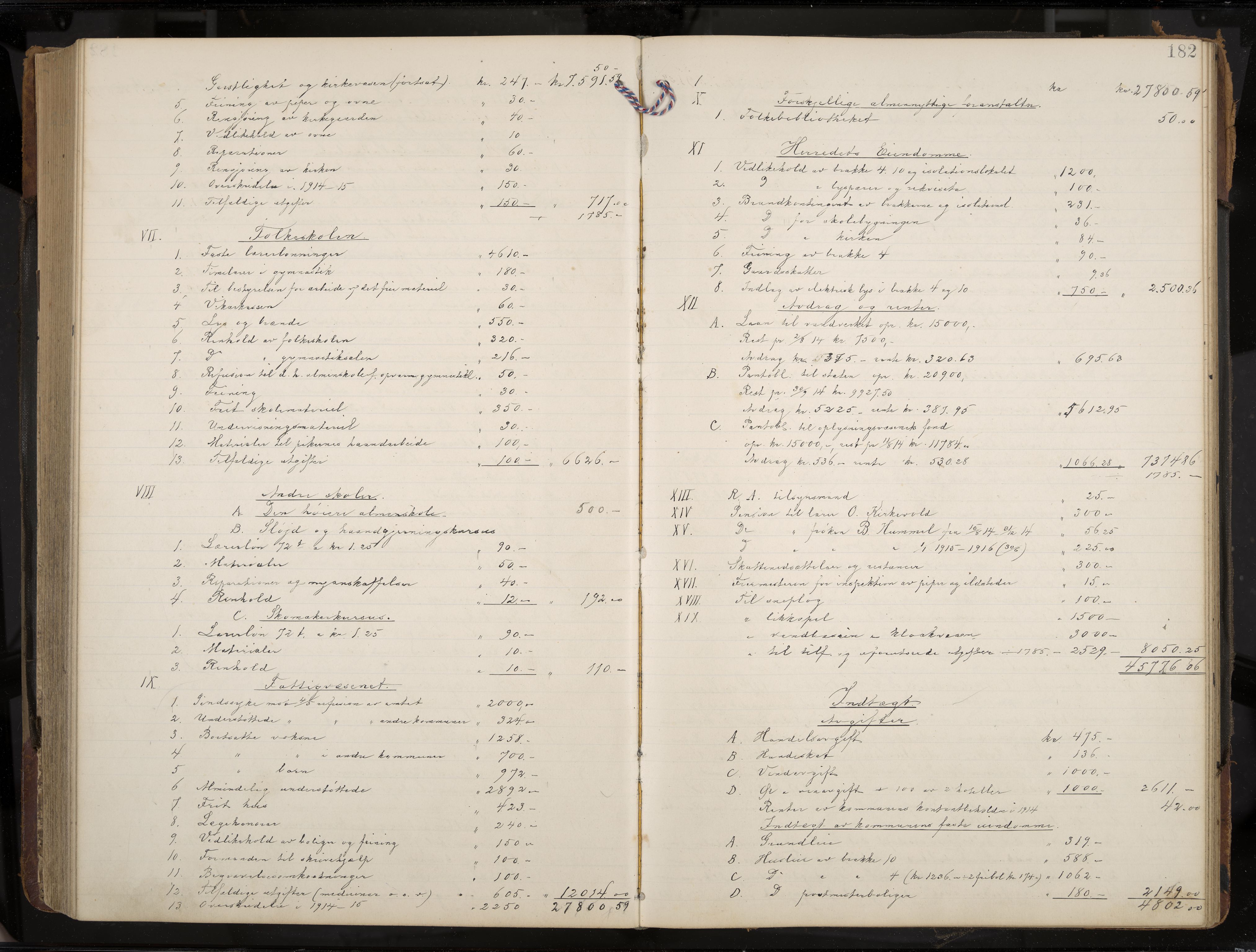 Stavern formannskap og sentraladministrasjon, IKAK/0708021/A/Aa/L0005: Møtebok med register, 1905-1917, s. 182