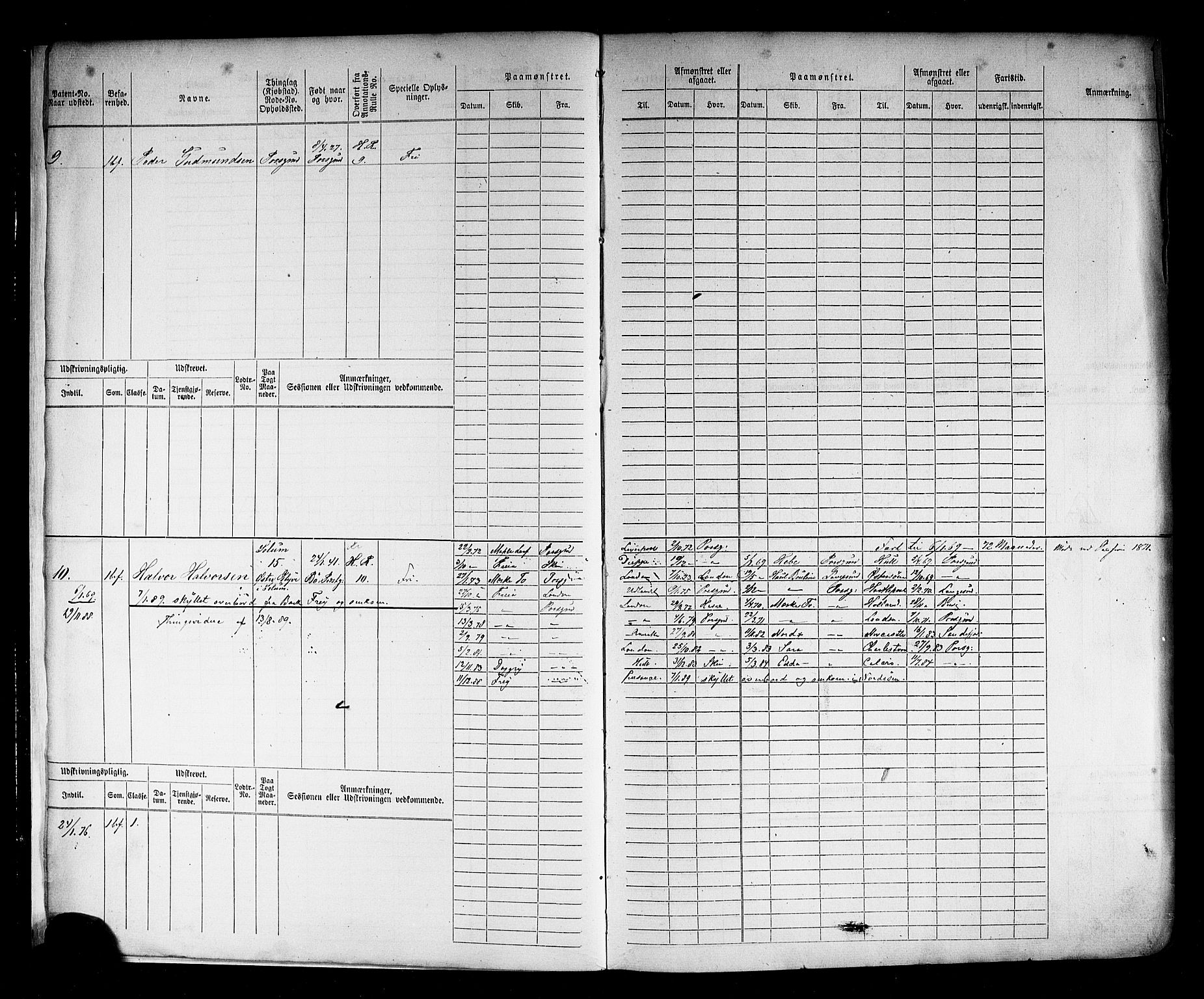 Porsgrunn innrulleringskontor, AV/SAKO-A-829/F/Fc/L0002: Hovedrulle, 1868-1874, s. 8