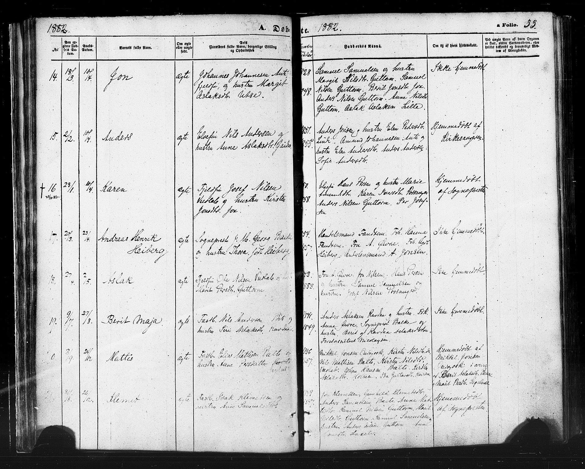 Karasjok sokneprestkontor, AV/SATØ-S-1352/H/Ha/L0001kirke: Ministerialbok nr. 1, 1872-1884, s. 33