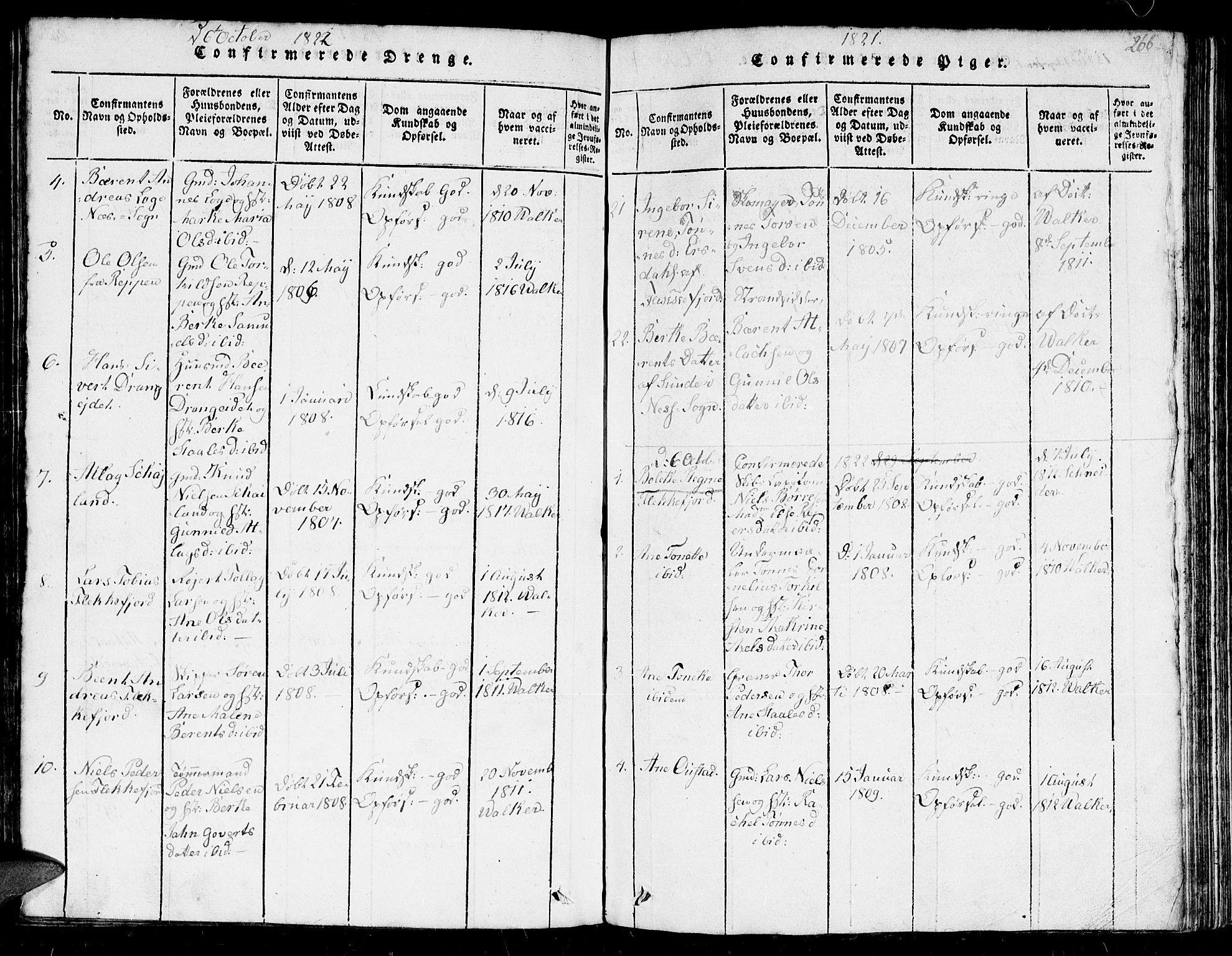 Flekkefjord sokneprestkontor, AV/SAK-1111-0012/F/Fb/Fbc/L0003: Klokkerbok nr. B 3, 1815-1826, s. 265