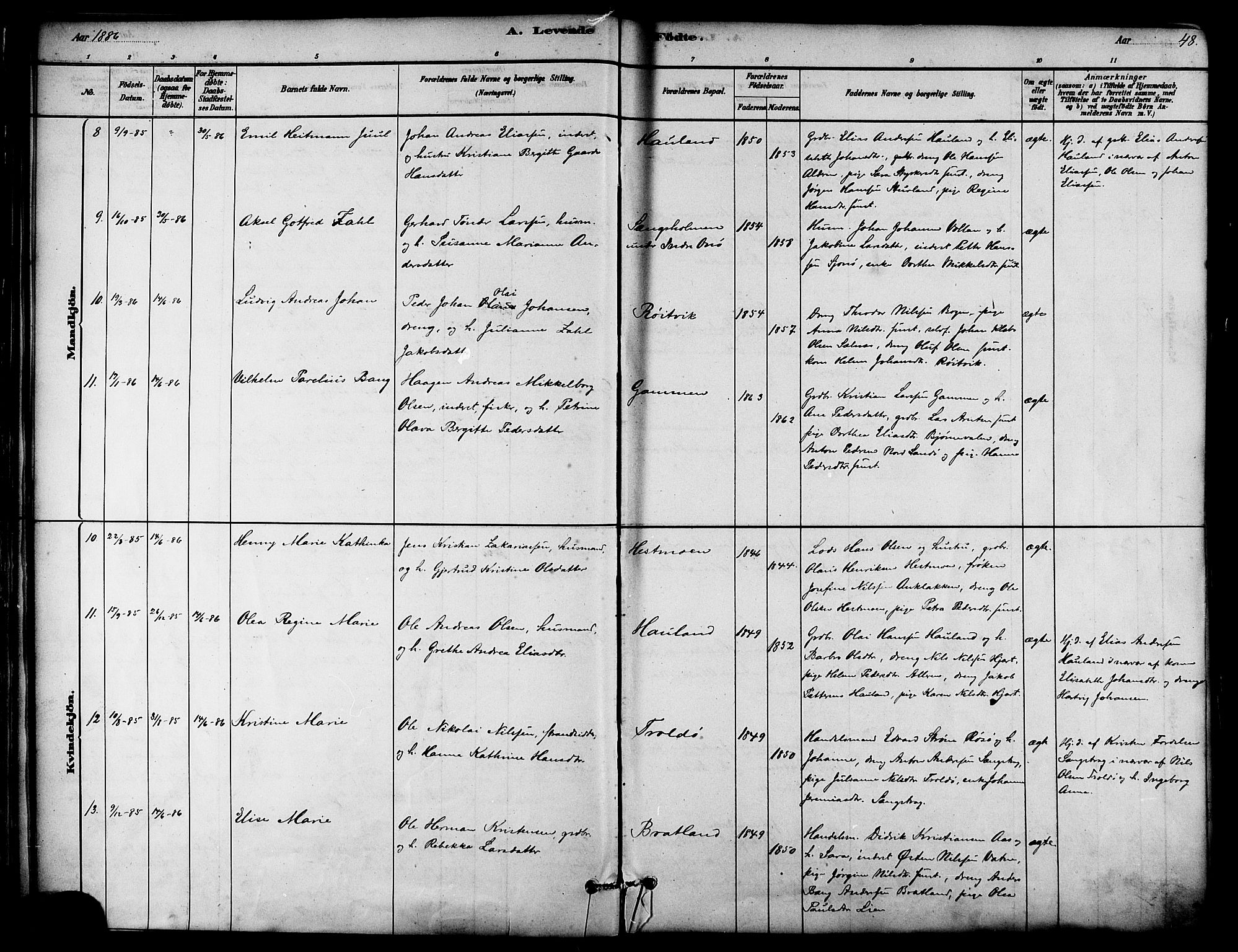 Ministerialprotokoller, klokkerbøker og fødselsregistre - Nordland, AV/SAT-A-1459/839/L0568: Ministerialbok nr. 839A05, 1880-1902, s. 48