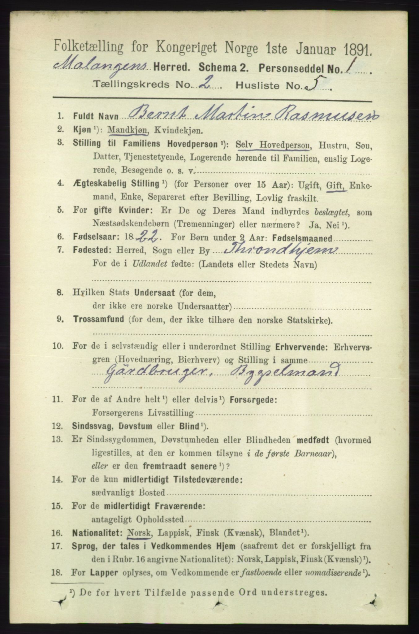 RA, Folketelling 1891 for 1932 Malangen herred, 1891, s. 480