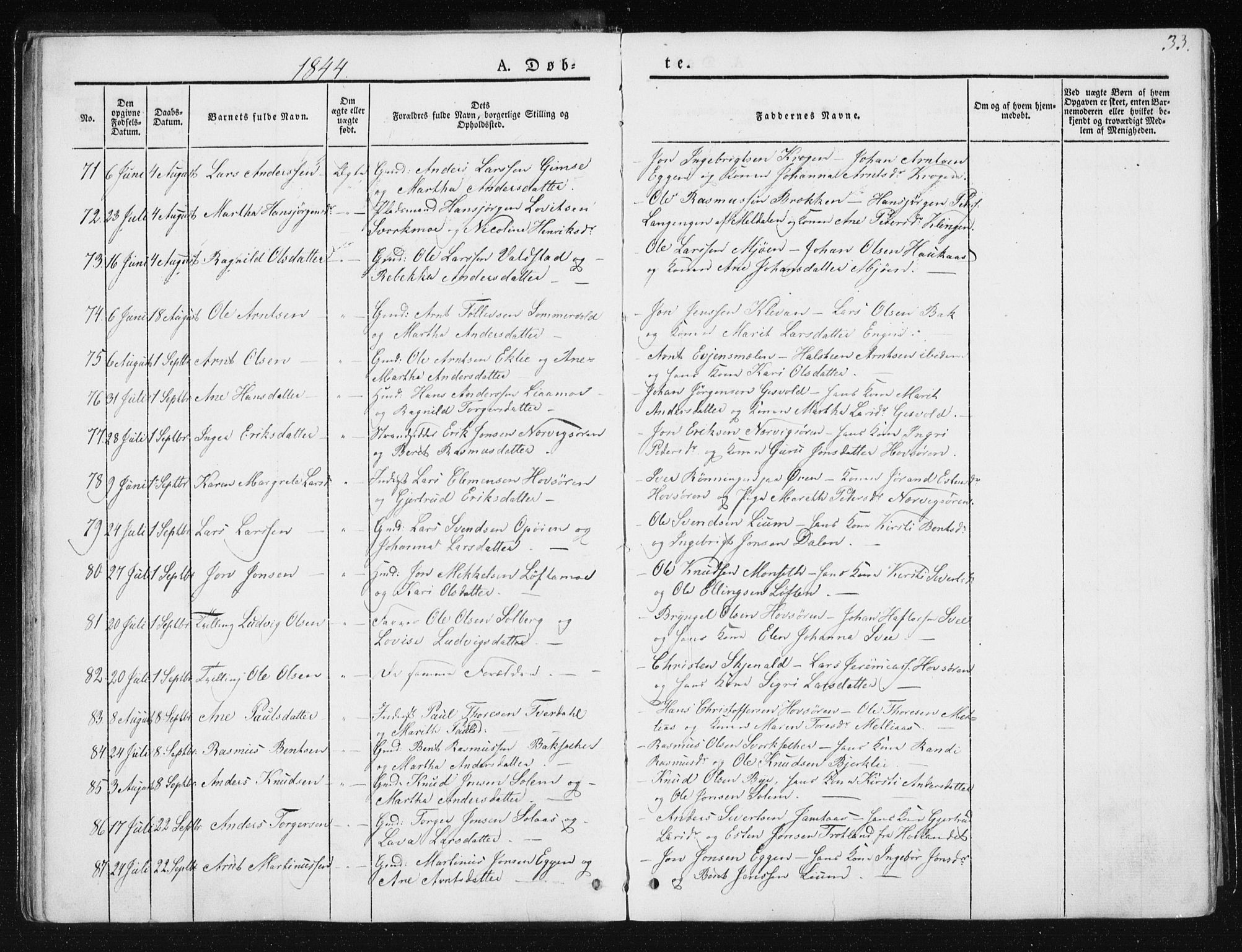 Ministerialprotokoller, klokkerbøker og fødselsregistre - Sør-Trøndelag, SAT/A-1456/668/L0805: Ministerialbok nr. 668A05, 1840-1853, s. 33