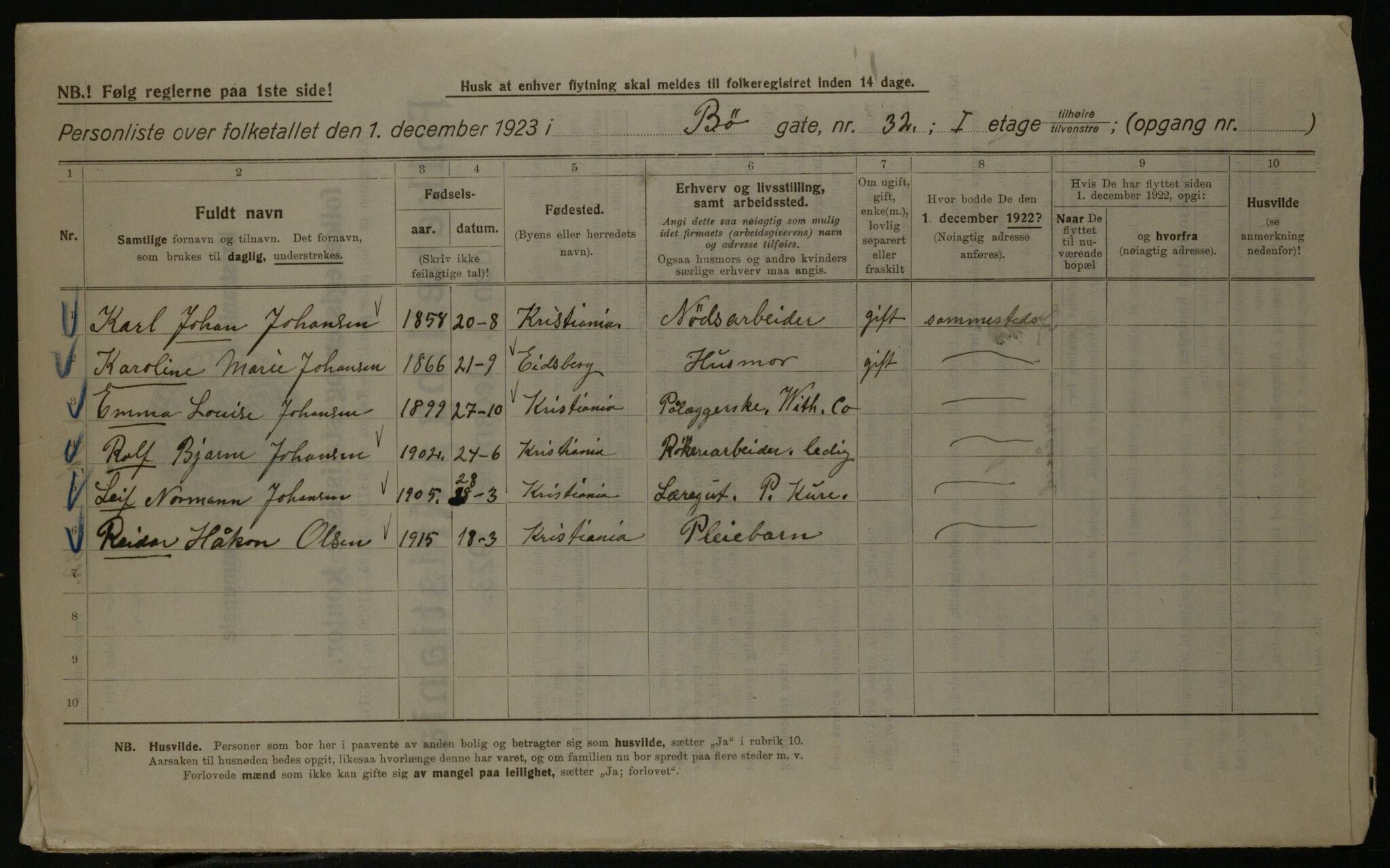 OBA, Kommunal folketelling 1.12.1923 for Kristiania, 1923, s. 12467