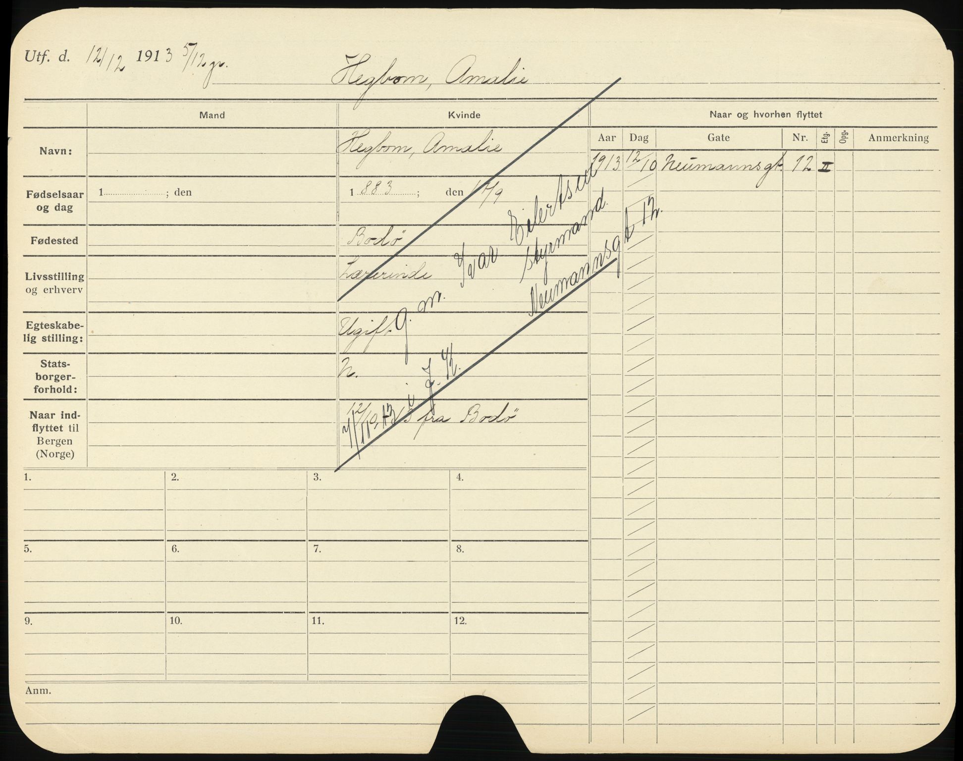 Bergen folkeregister, SAB/A-17201/K/Ka/L0004: Gifte kvinner 1912 - 1919, Heen - Jevnaker, 1912-1919