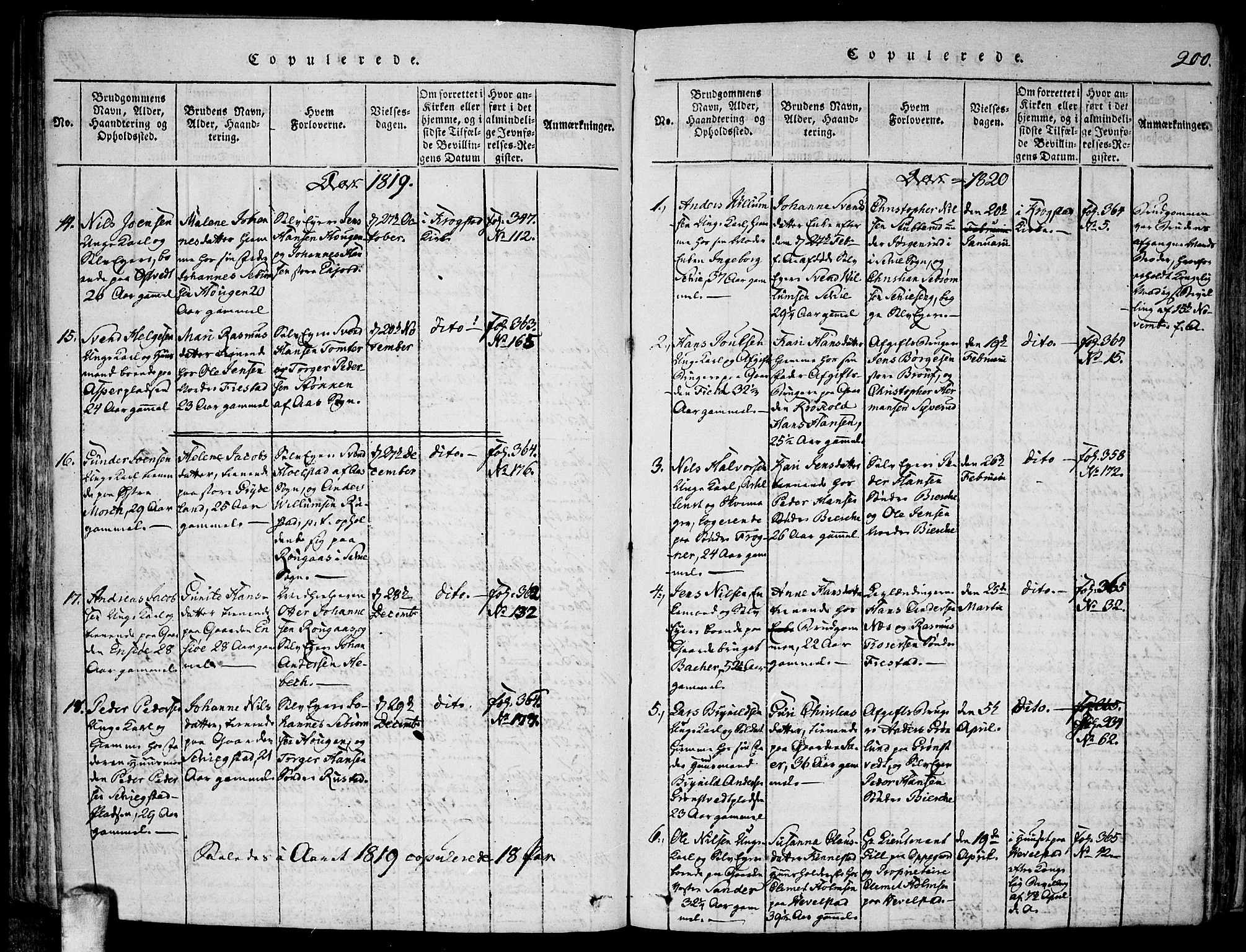 Kråkstad prestekontor Kirkebøker, SAO/A-10125a/F/Fa/L0003: Ministerialbok nr. I 3, 1813-1824, s. 200
