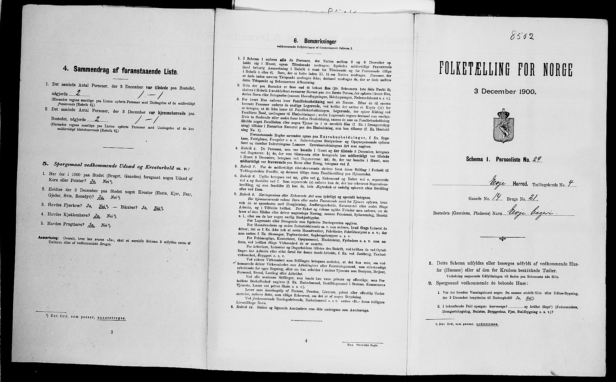SAK, Folketelling 1900 for 0937 Evje herred, 1900, s. 288