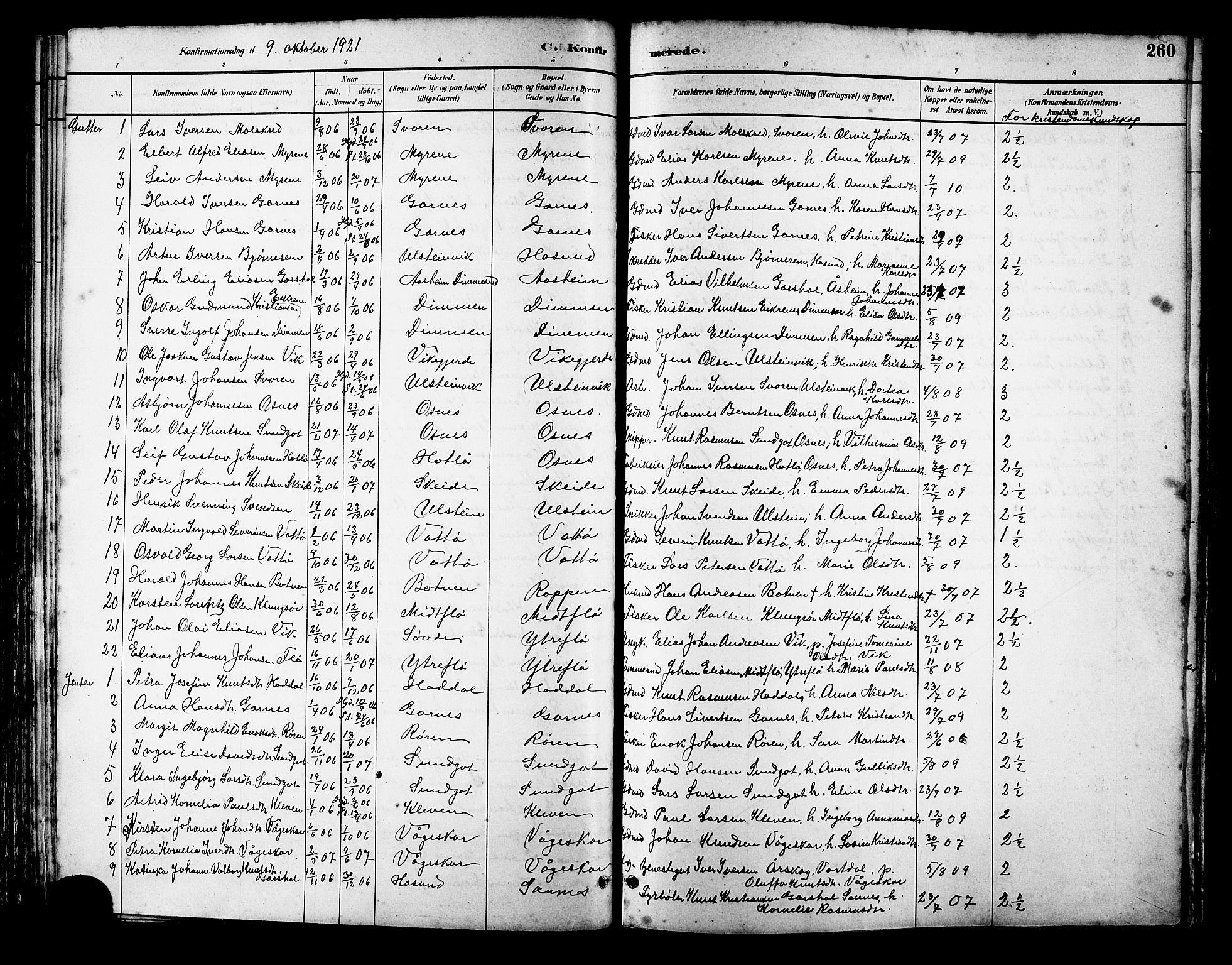 Ministerialprotokoller, klokkerbøker og fødselsregistre - Møre og Romsdal, AV/SAT-A-1454/509/L0112: Klokkerbok nr. 509C02, 1883-1922, s. 260