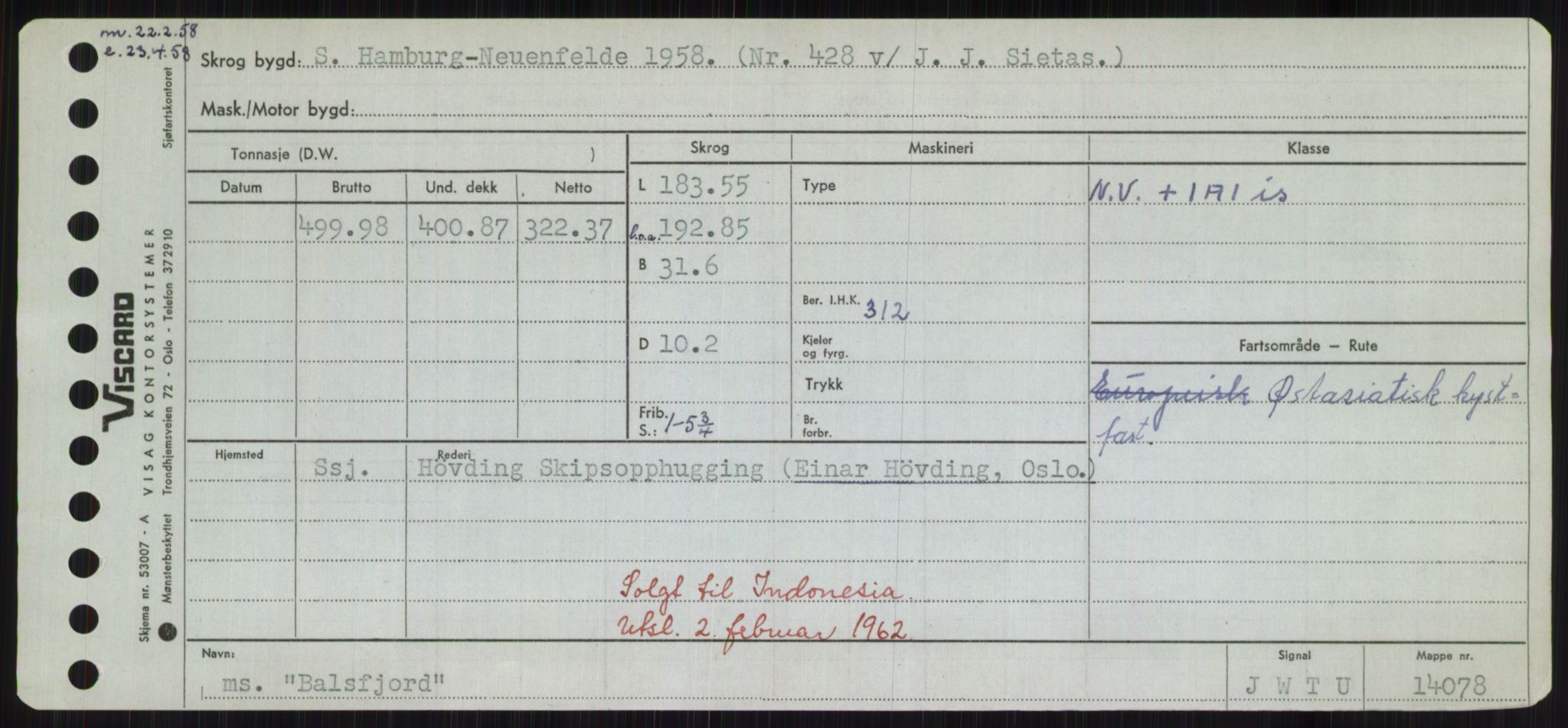 Sjøfartsdirektoratet med forløpere, Skipsmålingen, AV/RA-S-1627/H/Hd/L0003: Fartøy, B-Bev, s. 173