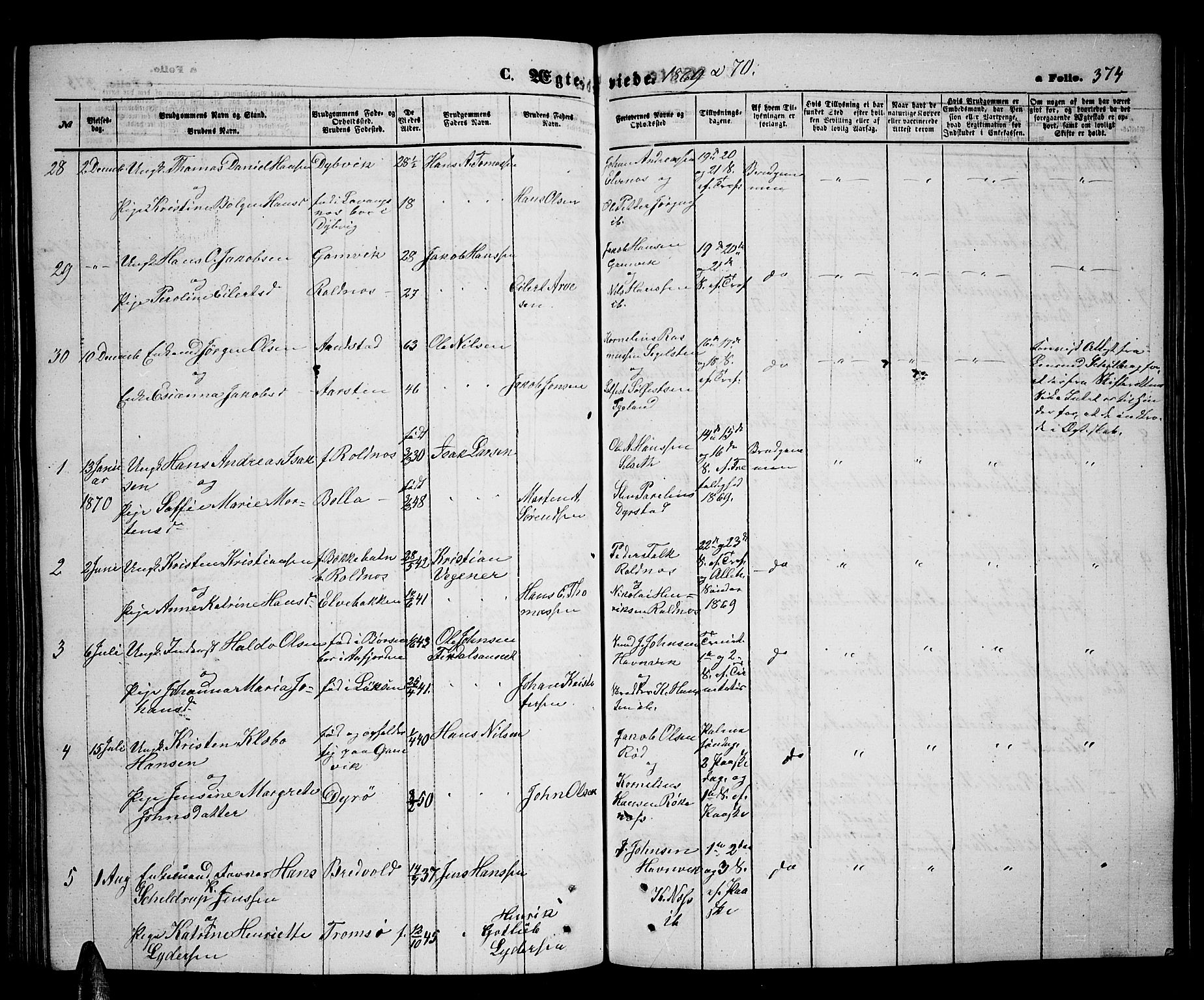 Ibestad sokneprestembete, AV/SATØ-S-0077/H/Ha/Hab/L0005klokker: Klokkerbok nr. 5, 1860-1871, s. 374