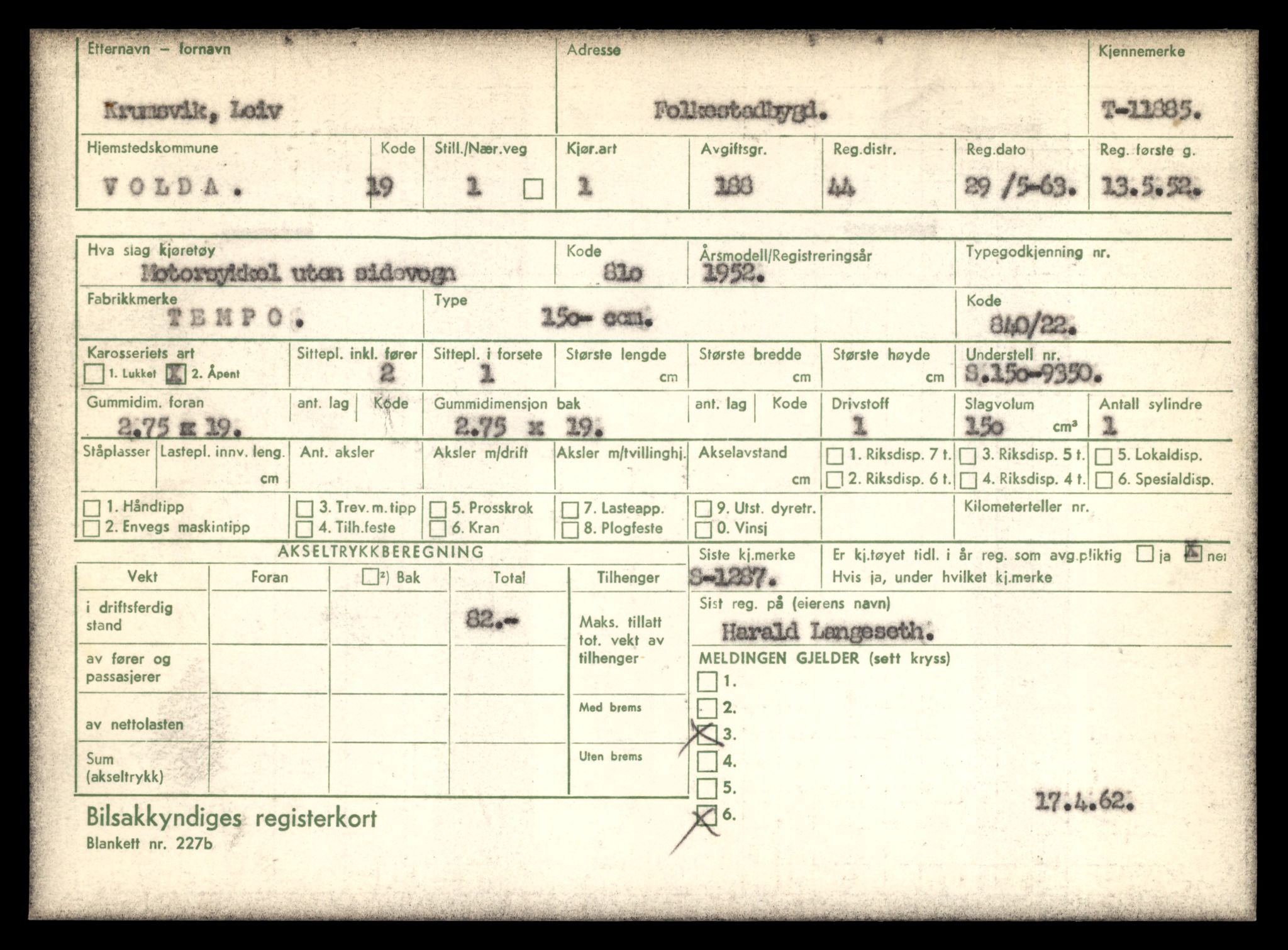 Møre og Romsdal vegkontor - Ålesund trafikkstasjon, AV/SAT-A-4099/F/Fe/L0031: Registreringskort for kjøretøy T 11800 - T 11996, 1927-1998, s. 1569