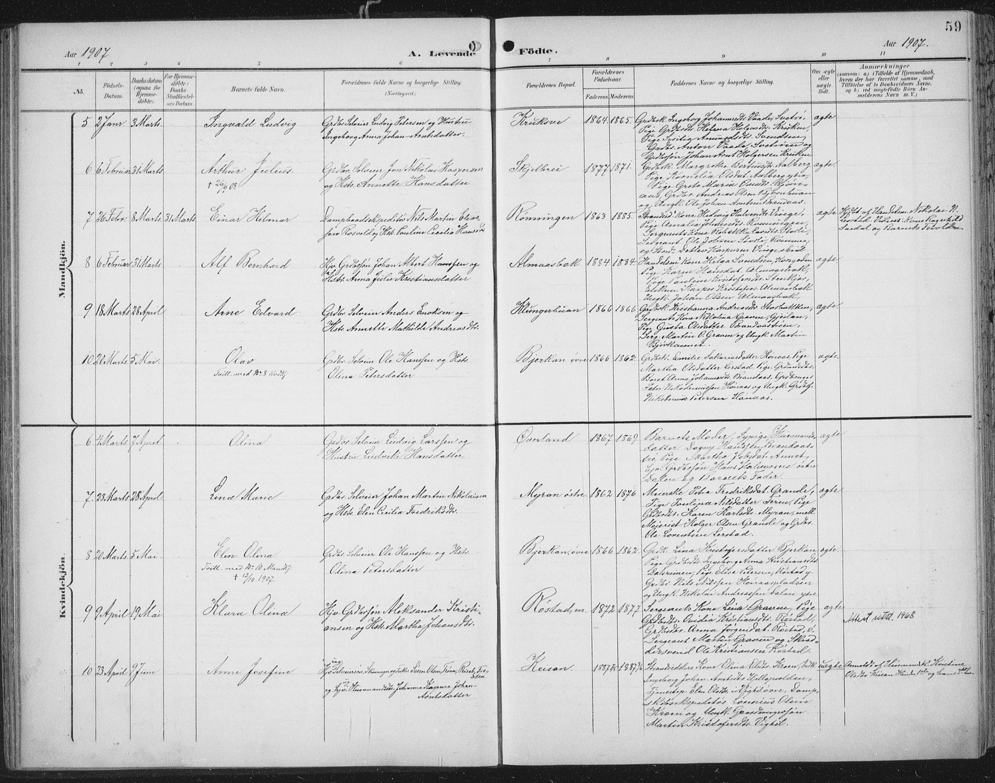 Ministerialprotokoller, klokkerbøker og fødselsregistre - Nord-Trøndelag, SAT/A-1458/701/L0011: Ministerialbok nr. 701A11, 1899-1915, s. 59