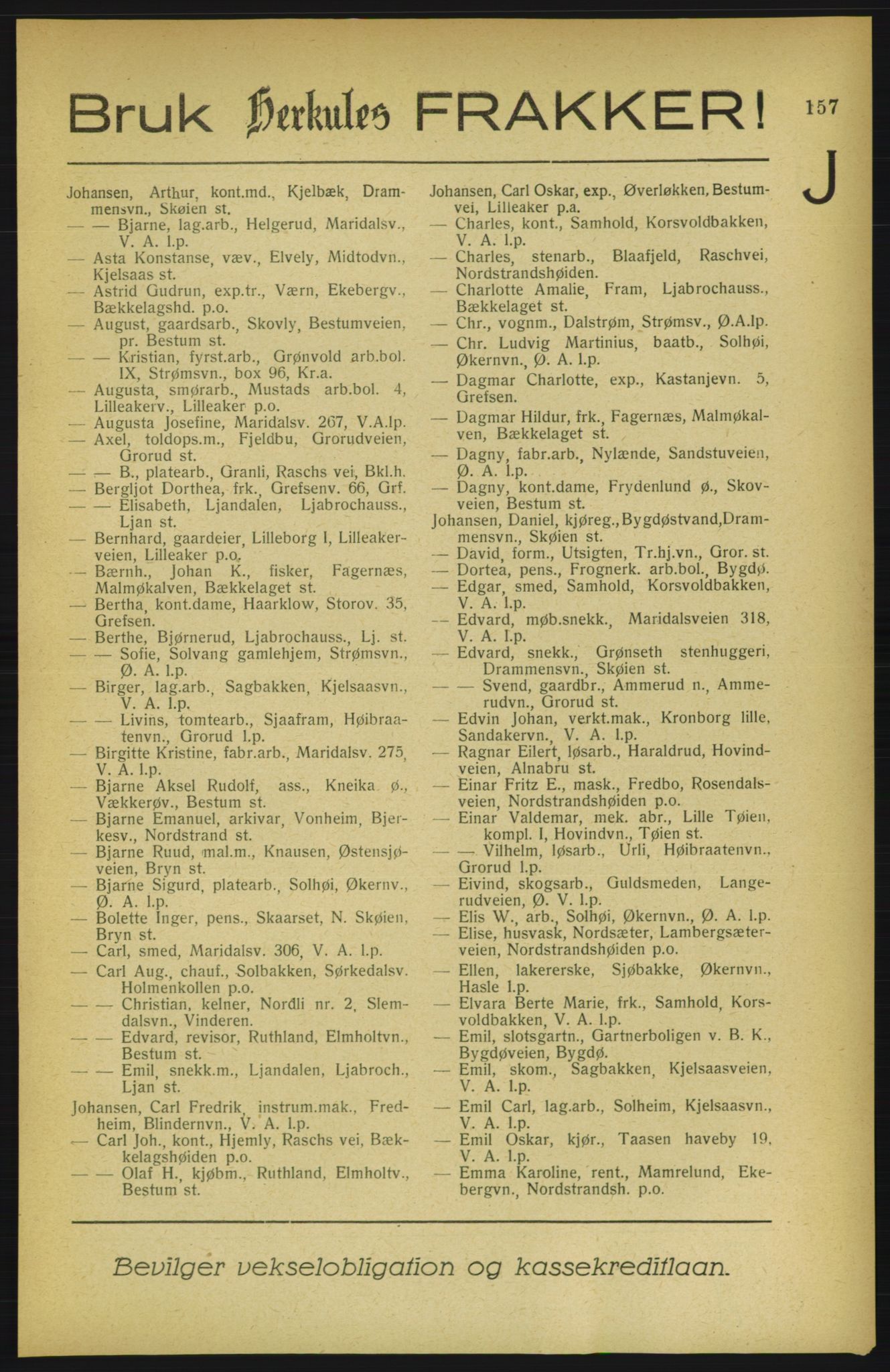 Aker adressebok/adressekalender, PUBL/001/A/002: Akers adressekalender, 1922, s. 157