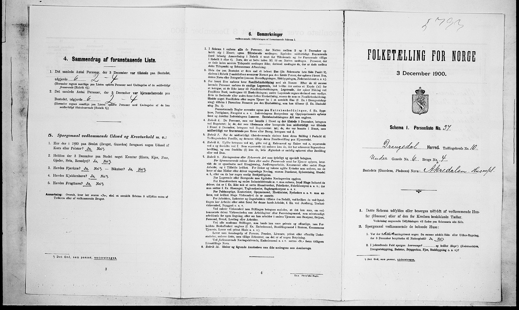 SAKO, Folketelling 1900 for 0817 Drangedal herred, 1900, s. 825