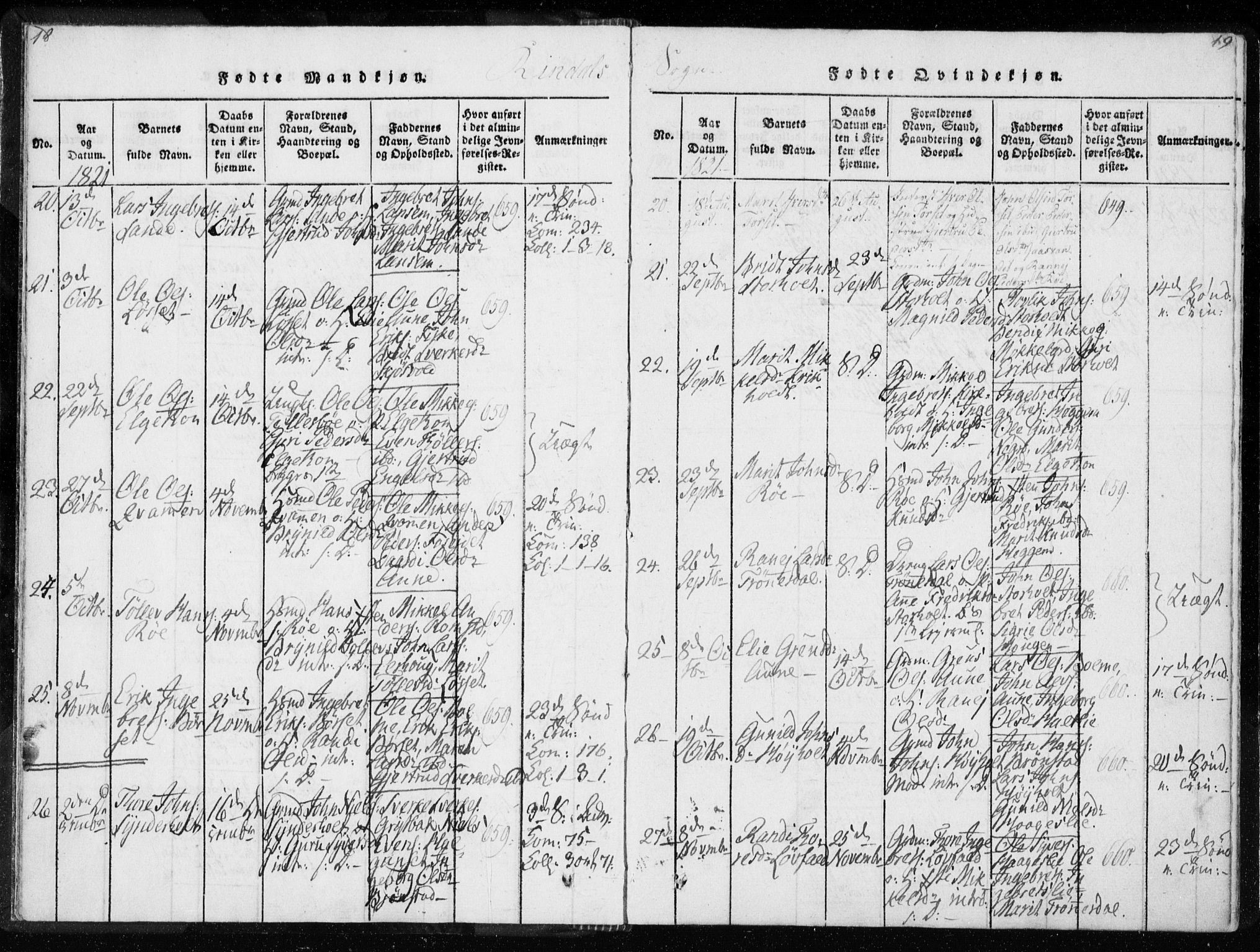 Ministerialprotokoller, klokkerbøker og fødselsregistre - Møre og Romsdal, AV/SAT-A-1454/595/L1041: Ministerialbok nr. 595A03, 1819-1829, s. 18-19