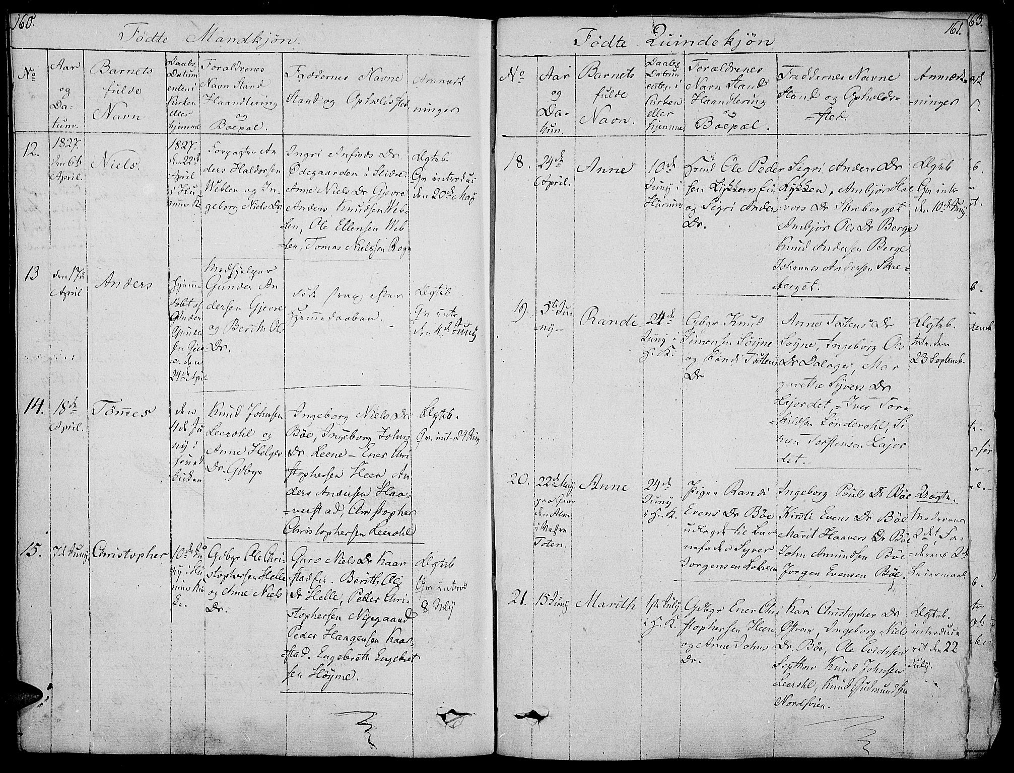 Vang prestekontor, Valdres, AV/SAH-PREST-140/H/Ha/L0003: Ministerialbok nr. 3, 1809-1831, s. 160-161