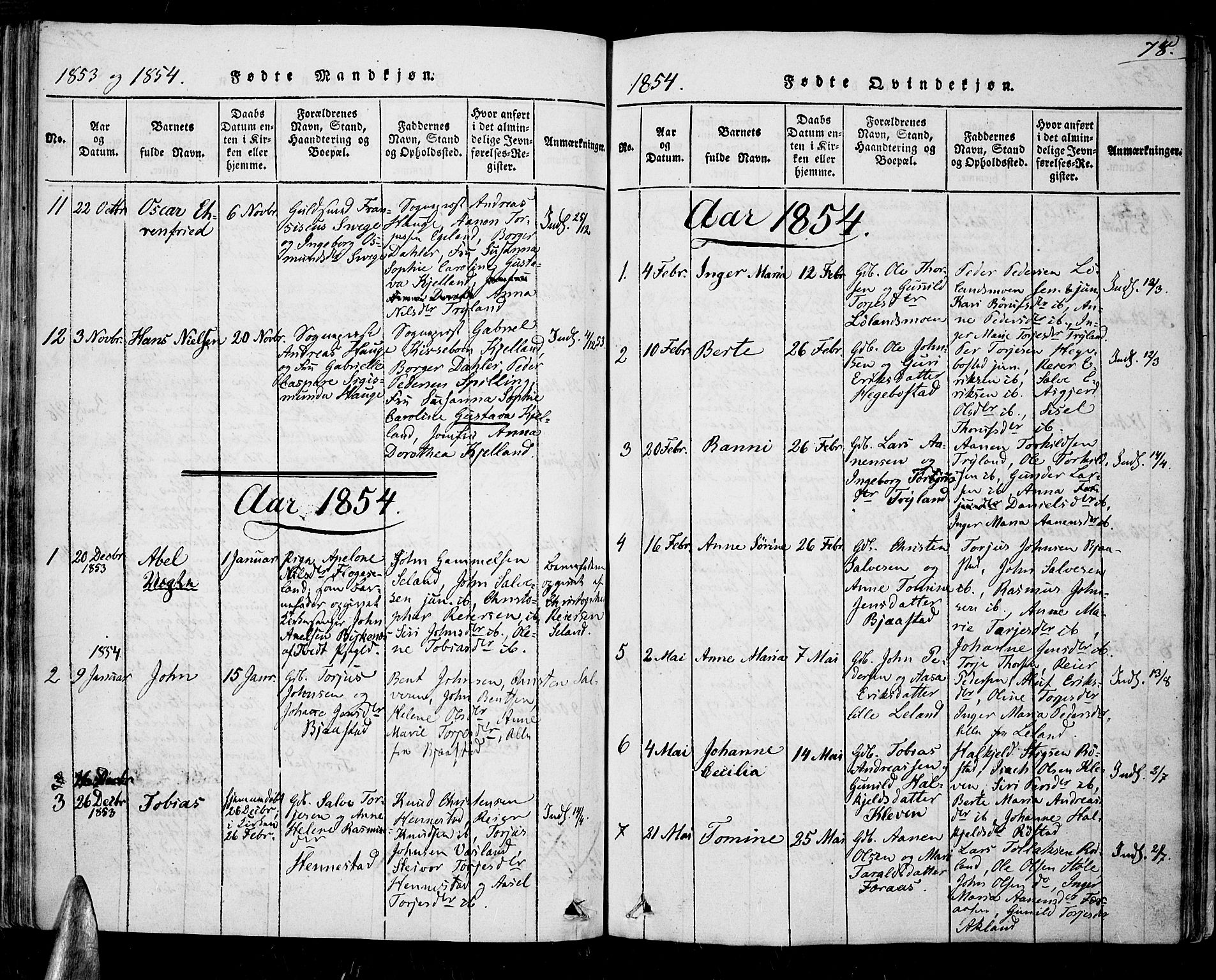 Nord-Audnedal sokneprestkontor, AV/SAK-1111-0032/F/Fa/Fab/L0001: Ministerialbok nr. A 1, 1816-1858, s. 78