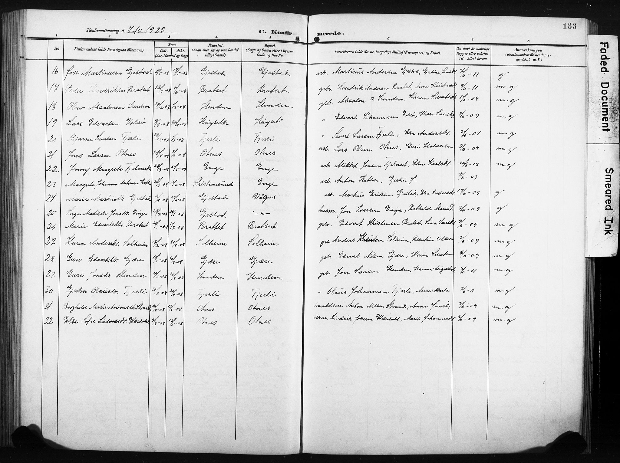 Ministerialprotokoller, klokkerbøker og fødselsregistre - Møre og Romsdal, AV/SAT-A-1454/580/L0927: Klokkerbok nr. 580C02, 1904-1932, s. 133