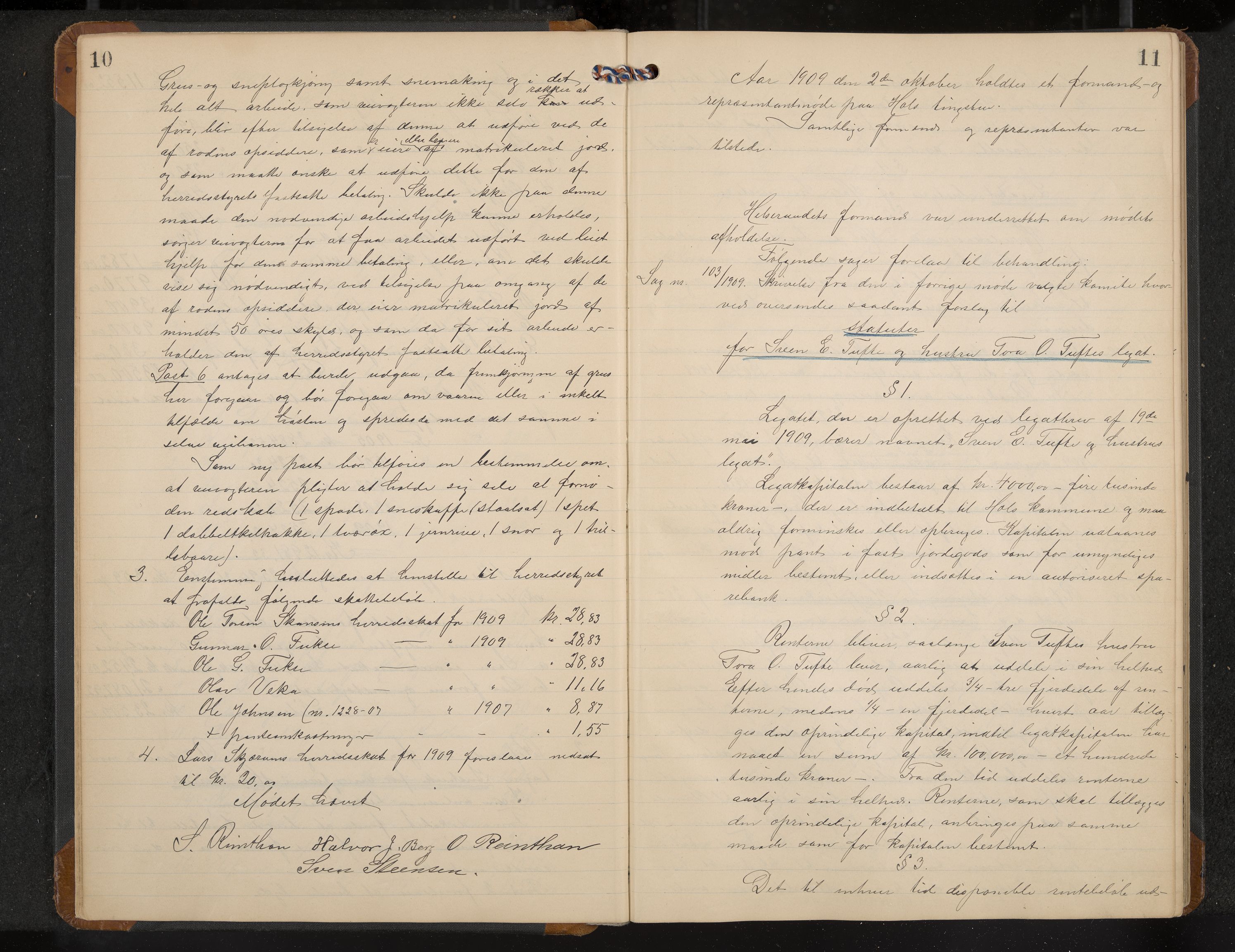 Hol formannskap og sentraladministrasjon, IKAK/0620021-1/A/L0005: Møtebok, 1909-1915, s. 10-11