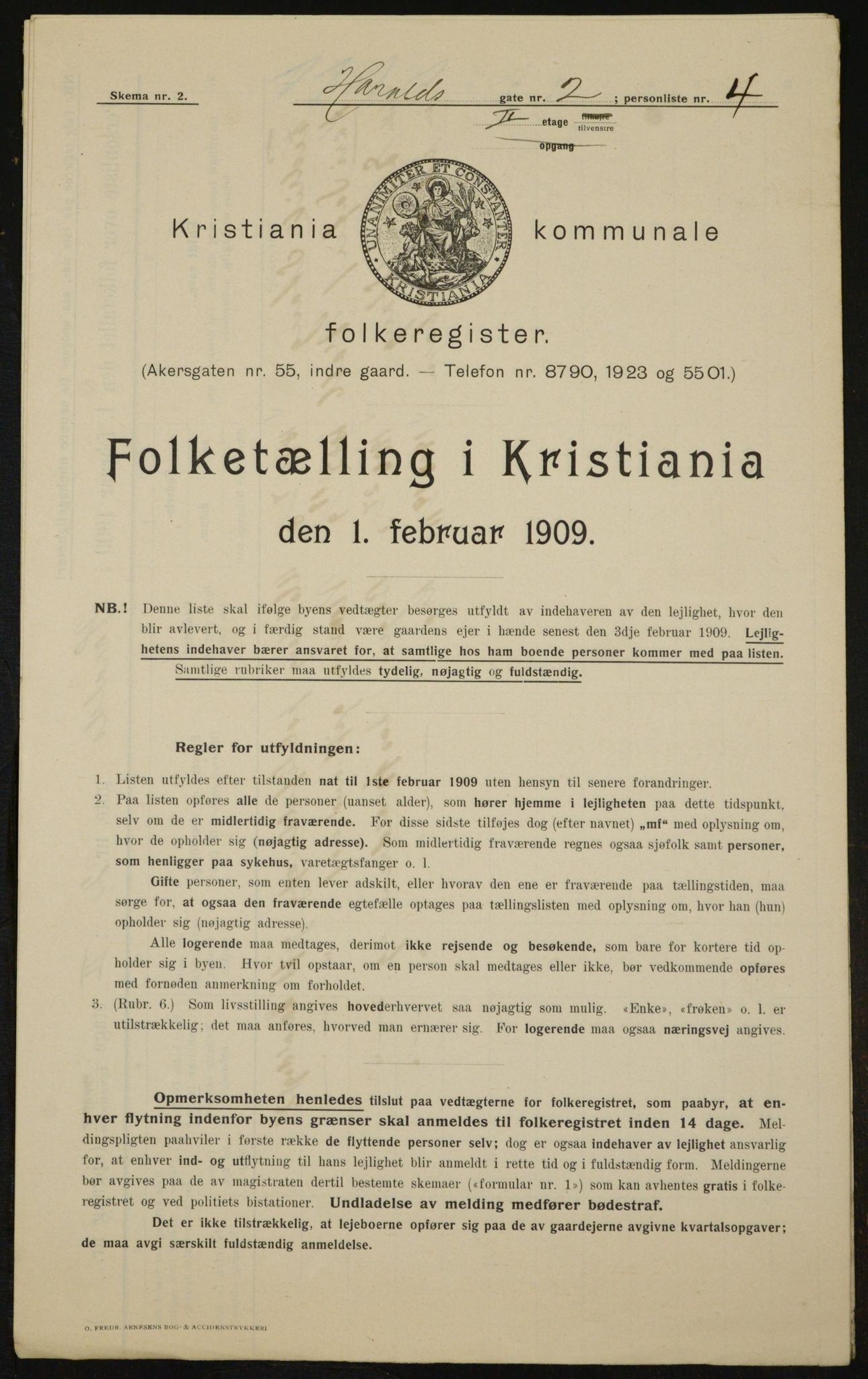 OBA, Kommunal folketelling 1.2.1909 for Kristiania kjøpstad, 1909, s. 117233