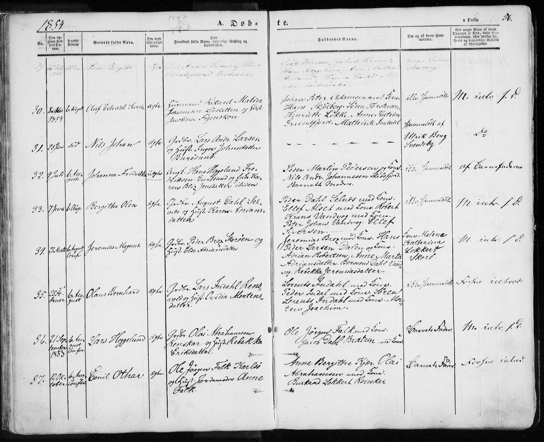 Karlsøy sokneprestembete, AV/SATØ-S-1299/H/Ha/Haa/L0003kirke: Ministerialbok nr. 3, 1843-1860, s. 56