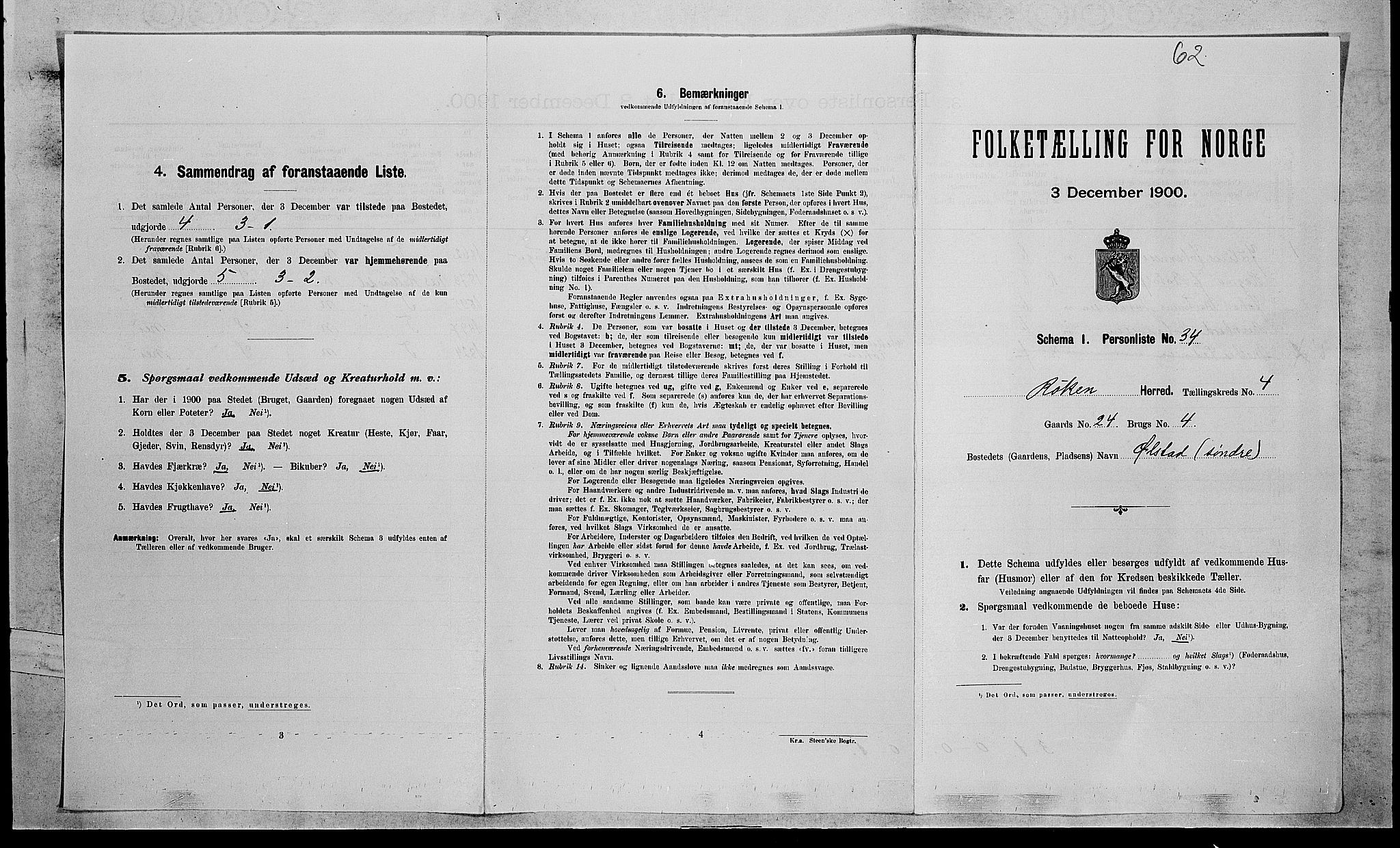 RA, Folketelling 1900 for 0627 Røyken herred, 1900, s. 581