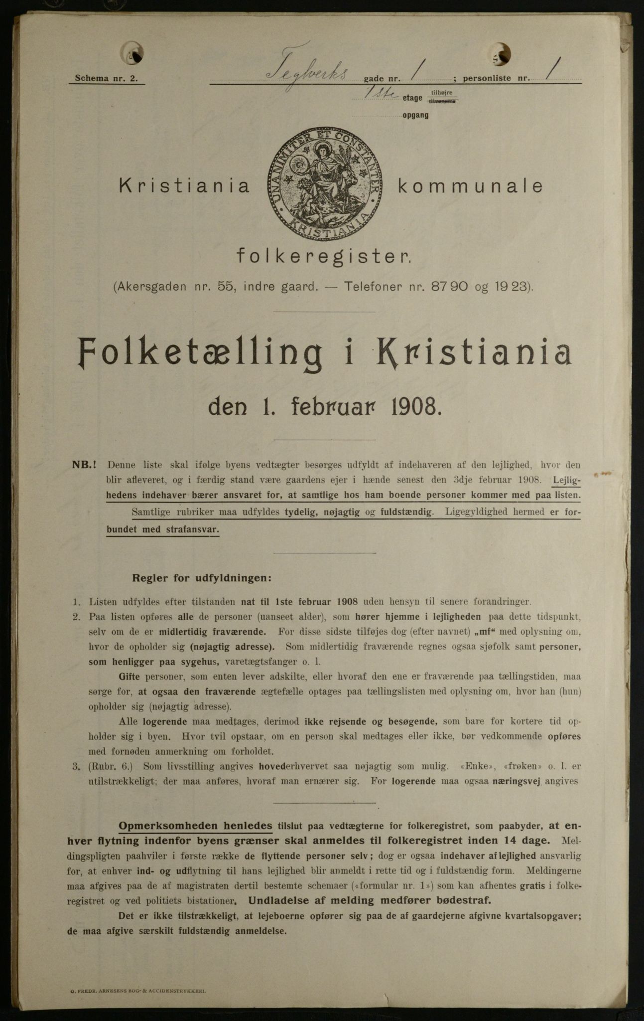 OBA, Kommunal folketelling 1.2.1908 for Kristiania kjøpstad, 1908, s. 96481