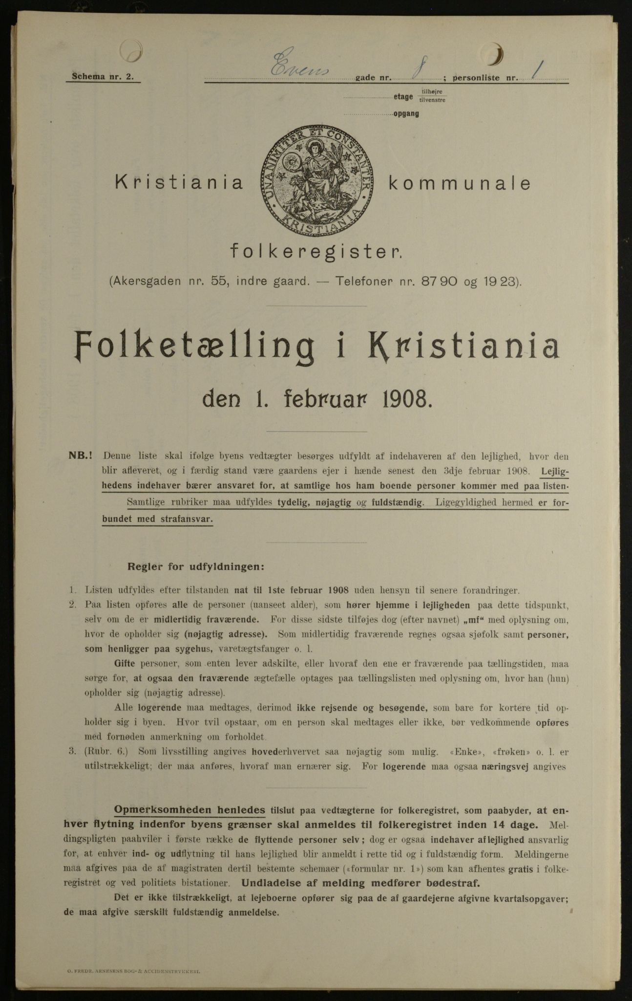 OBA, Kommunal folketelling 1.2.1908 for Kristiania kjøpstad, 1908, s. 20850