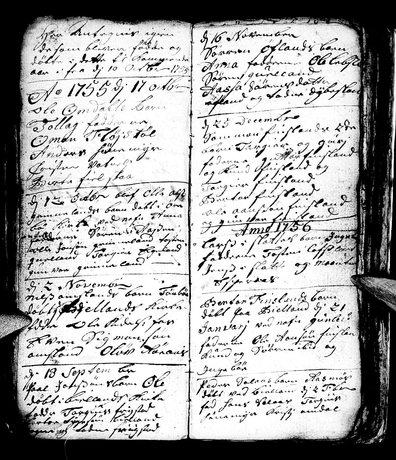 Bjelland sokneprestkontor, SAK/1111-0005/F/Fb/Fbb/L0001: Klokkerbok nr. B 1, 1732-1782, s. 47