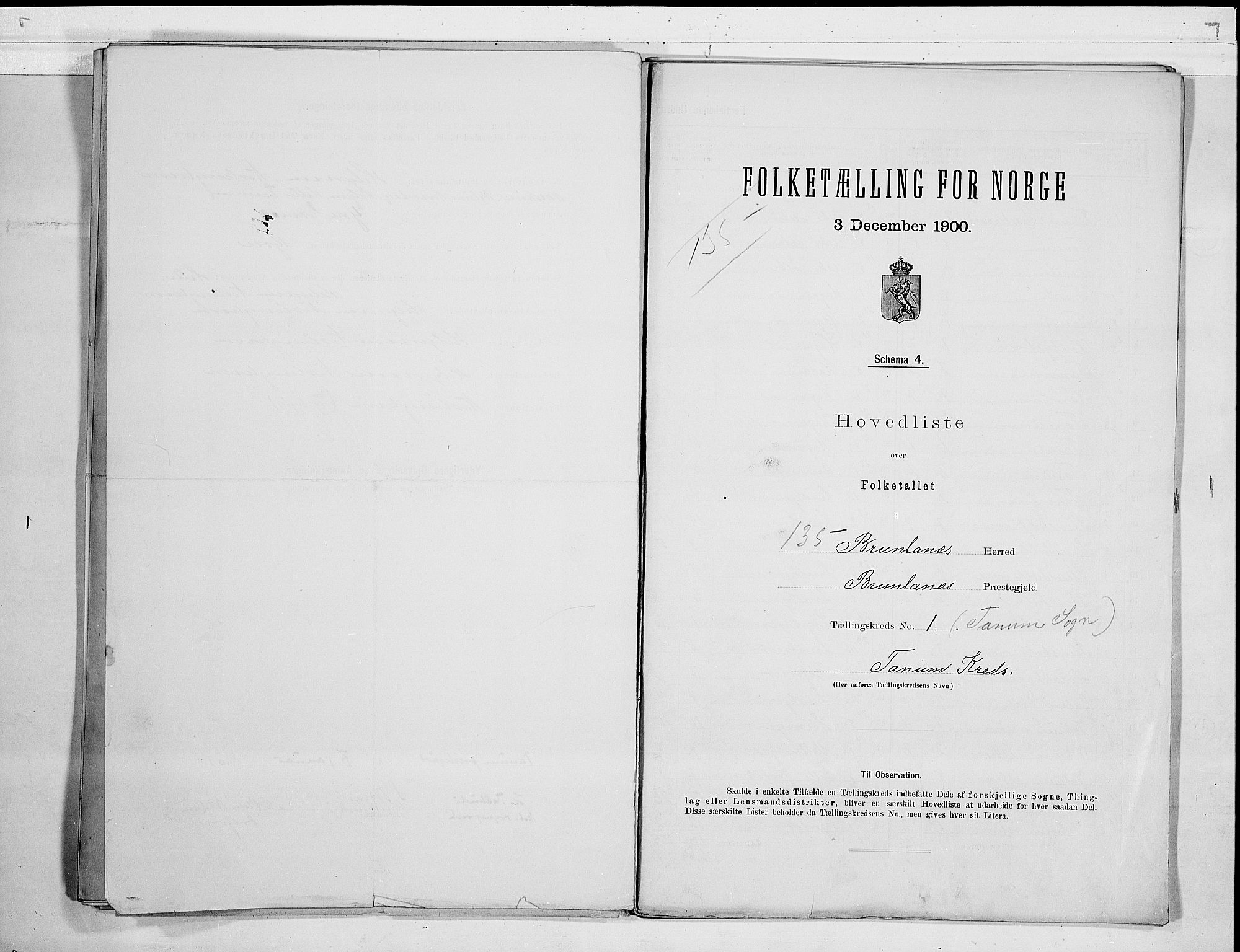RA, Folketelling 1900 for 0726 Brunlanes herred, 1900, s. 4