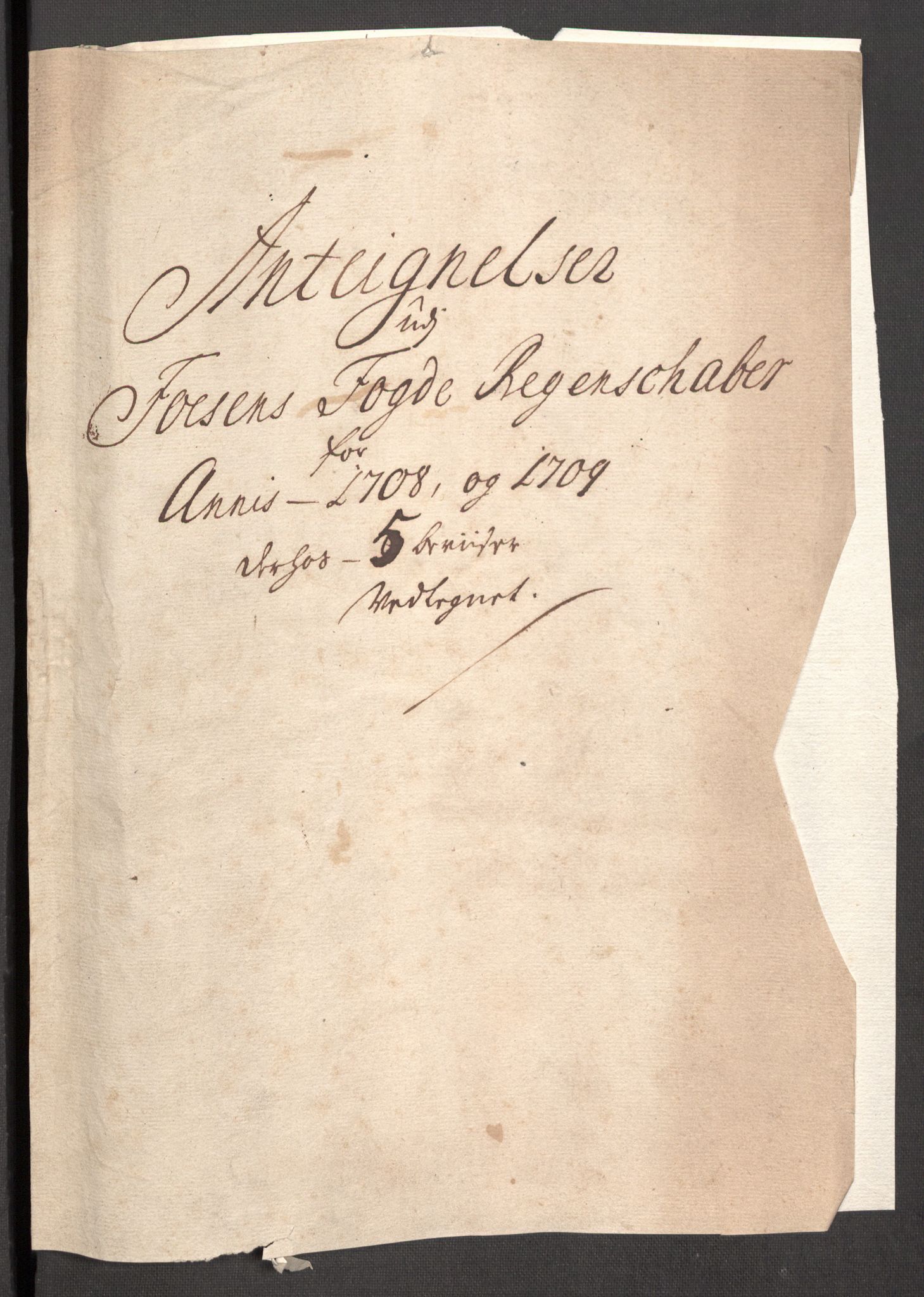 Rentekammeret inntil 1814, Reviderte regnskaper, Fogderegnskap, RA/EA-4092/R57/L3858: Fogderegnskap Fosen, 1708-1709, s. 397