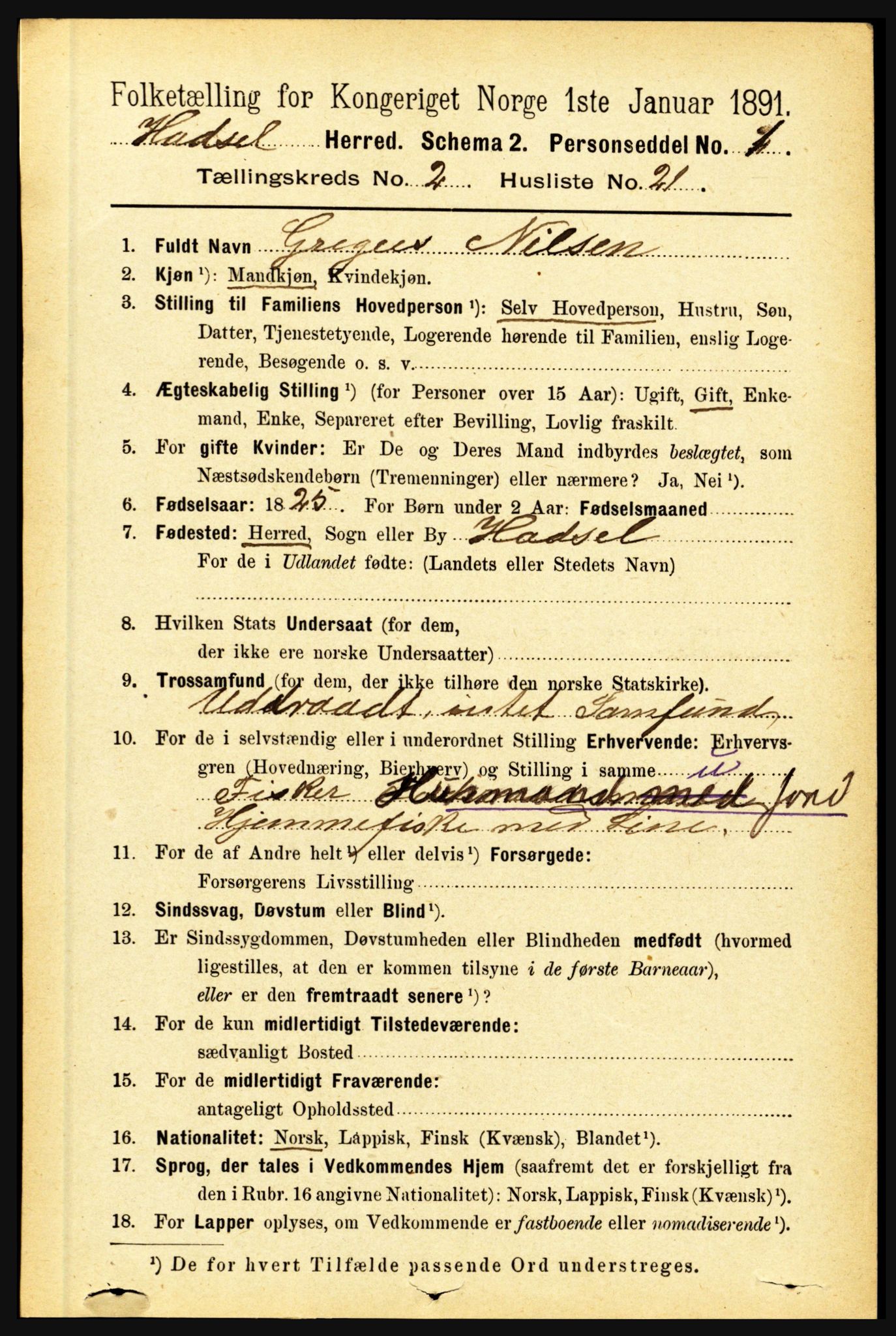 RA, Folketelling 1891 for 1866 Hadsel herred, 1891, s. 783
