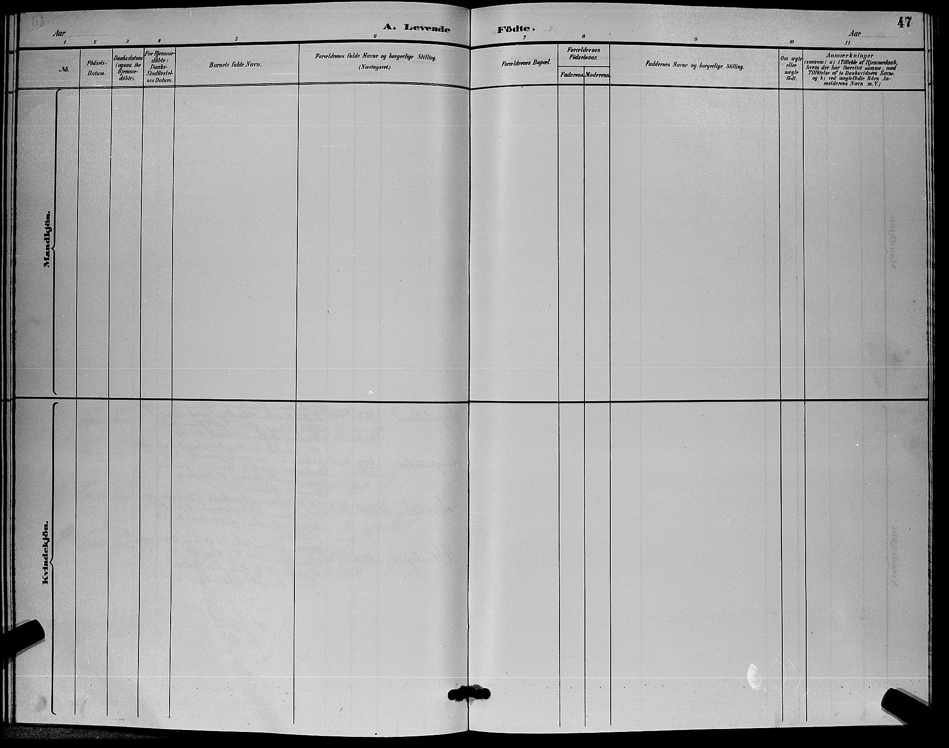 Flesberg kirkebøker, SAKO/A-18/G/Ga/L0004: Klokkerbok nr. I 4 /3, 1890-1898, s. 47