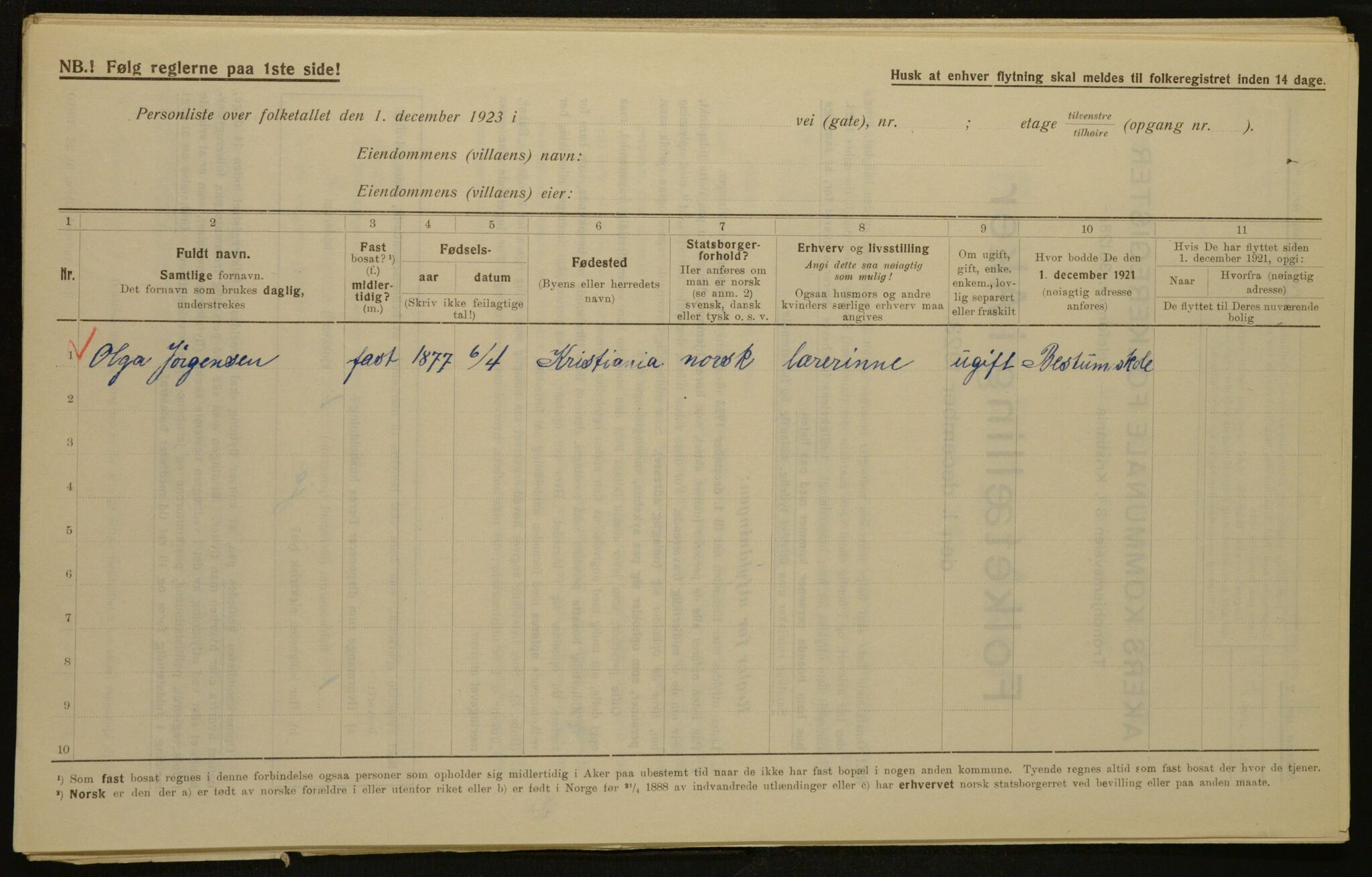 , Kommunal folketelling 1.12.1923 for Aker, 1923, s. 2579