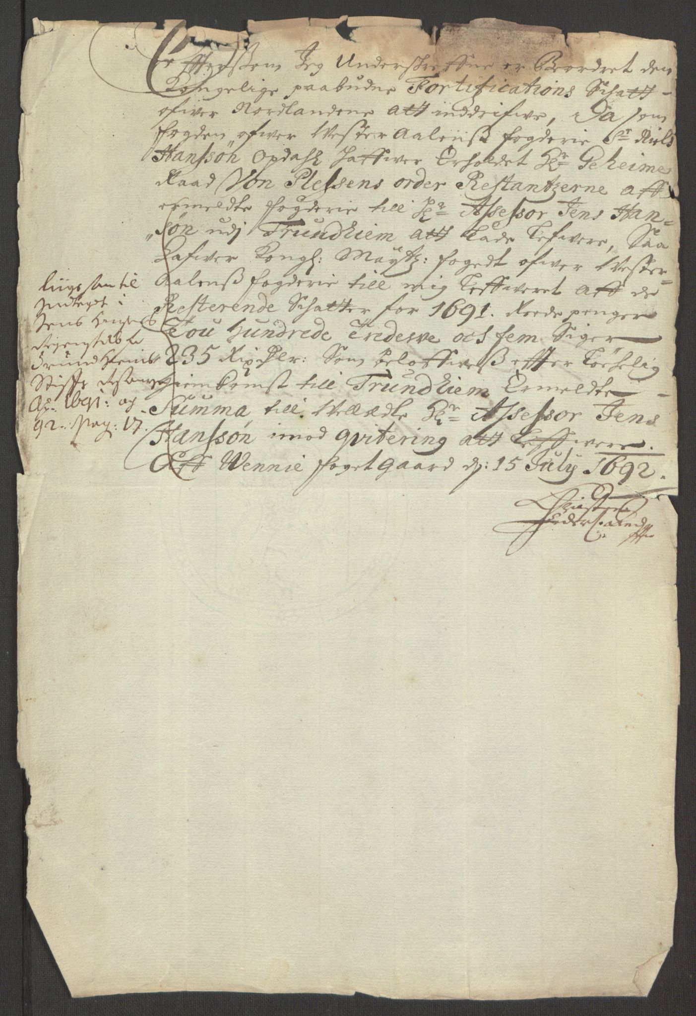 Rentekammeret inntil 1814, Reviderte regnskaper, Fogderegnskap, RA/EA-4092/R67/L4676: Fogderegnskap Vesterålen, Andenes og Lofoten, 1691-1693, s. 88