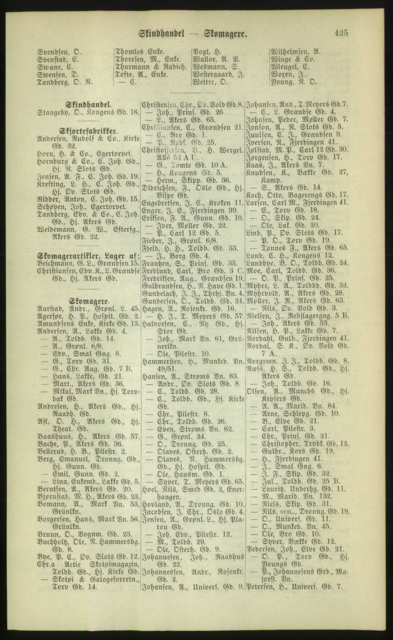 Kristiania/Oslo adressebok, PUBL/-, 1880, s. 425